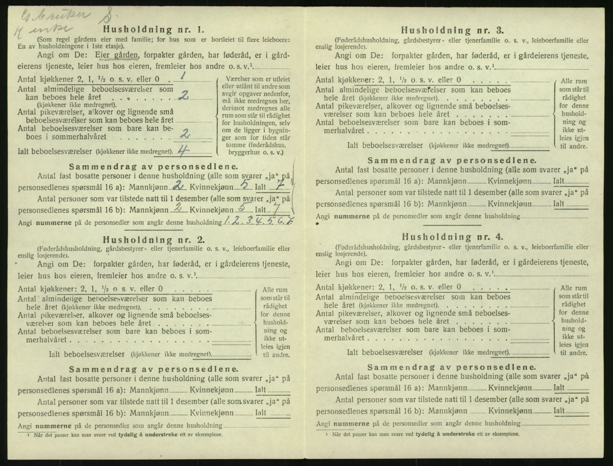 SAK, 1920 census for Vegusdal, 1920, p. 194