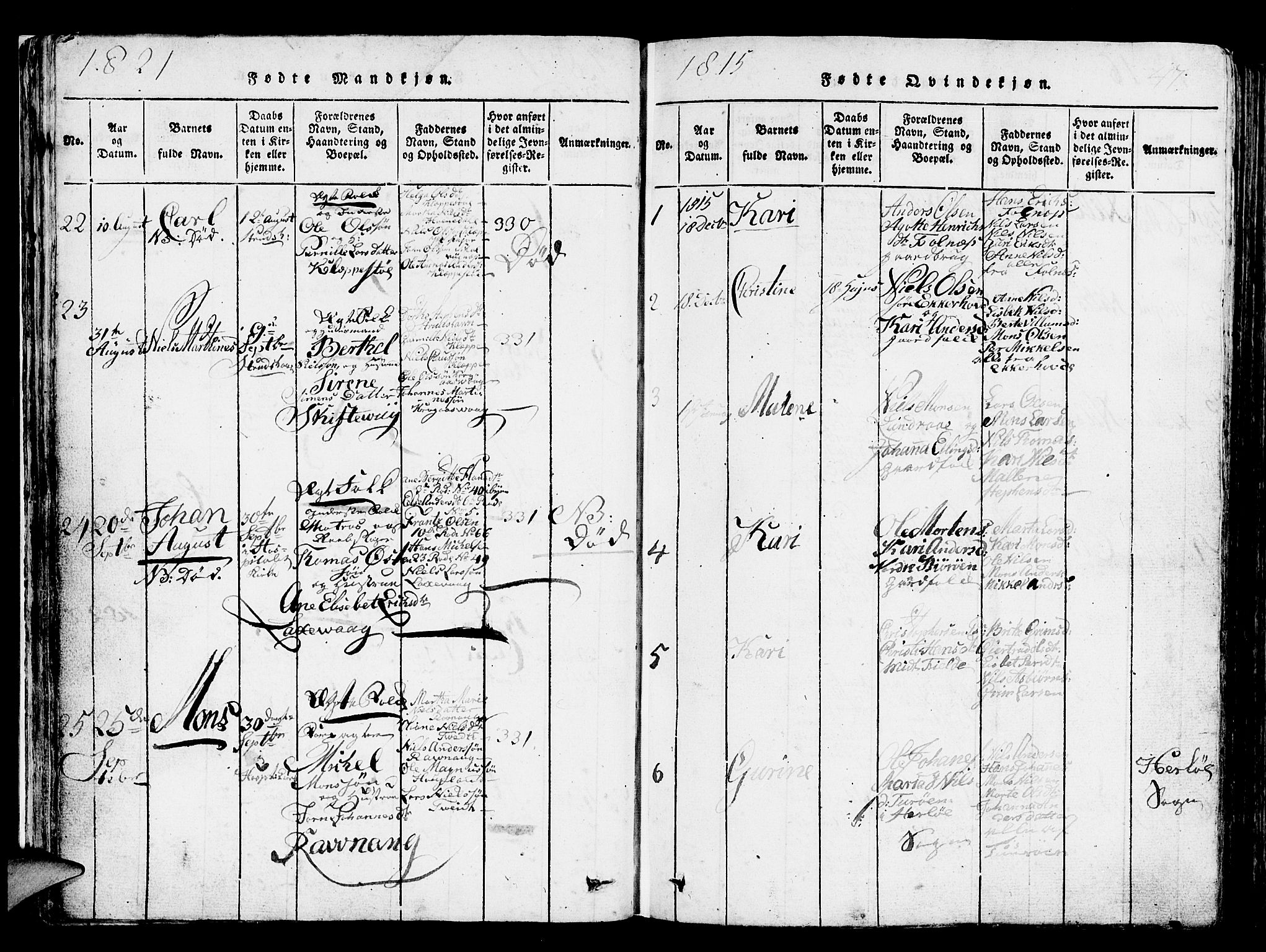 Askøy Sokneprestembete, SAB/A-74101/H/Ha/Hab/Haba/L0002: Parish register (copy) no. A 2, 1815-1846, p. 47