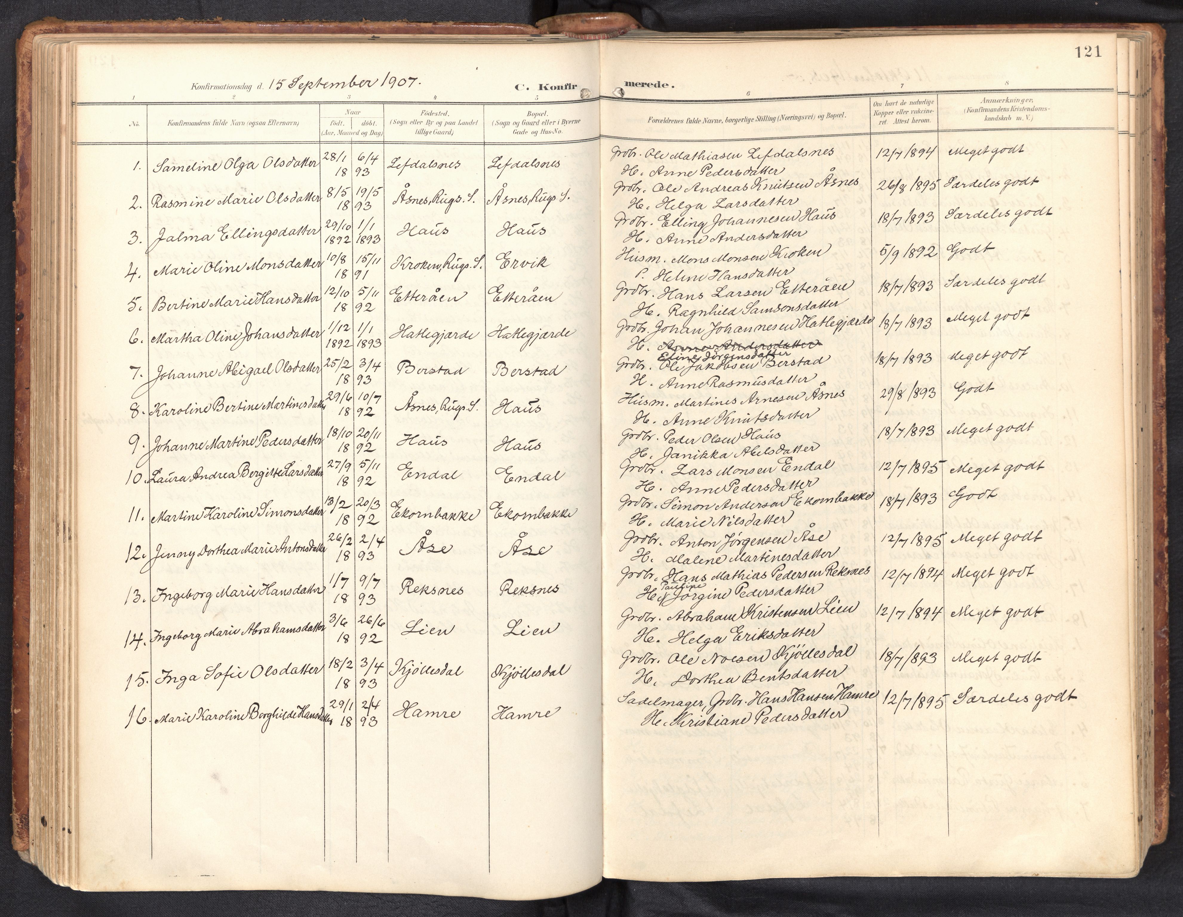 Davik sokneprestembete, SAB/A-79701/H/Haa/Haab/L0002: Parish register (official) no. B 2, 1901-1934, p. 121