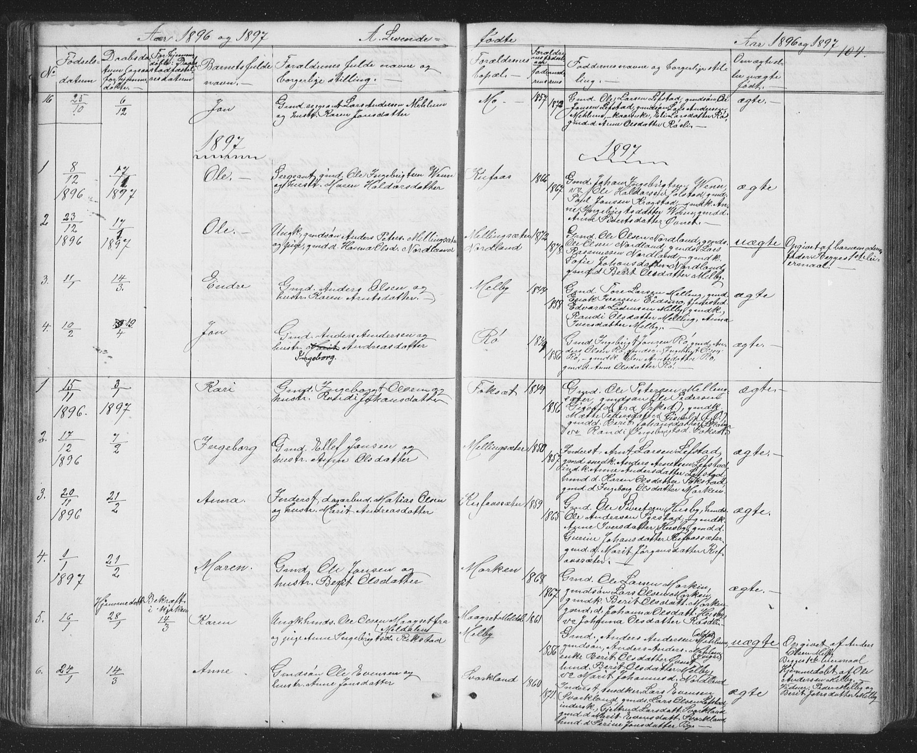 Ministerialprotokoller, klokkerbøker og fødselsregistre - Sør-Trøndelag, SAT/A-1456/667/L0798: Parish register (copy) no. 667C03, 1867-1929, p. 104