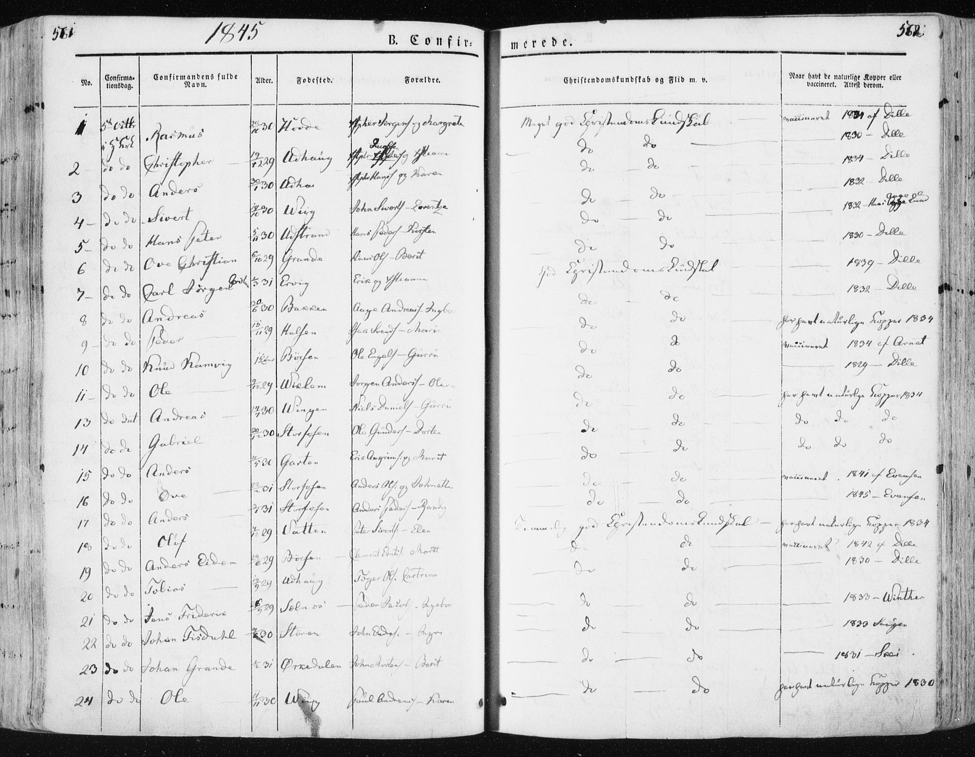 Ministerialprotokoller, klokkerbøker og fødselsregistre - Sør-Trøndelag, AV/SAT-A-1456/659/L0736: Parish register (official) no. 659A06, 1842-1856, p. 561-562