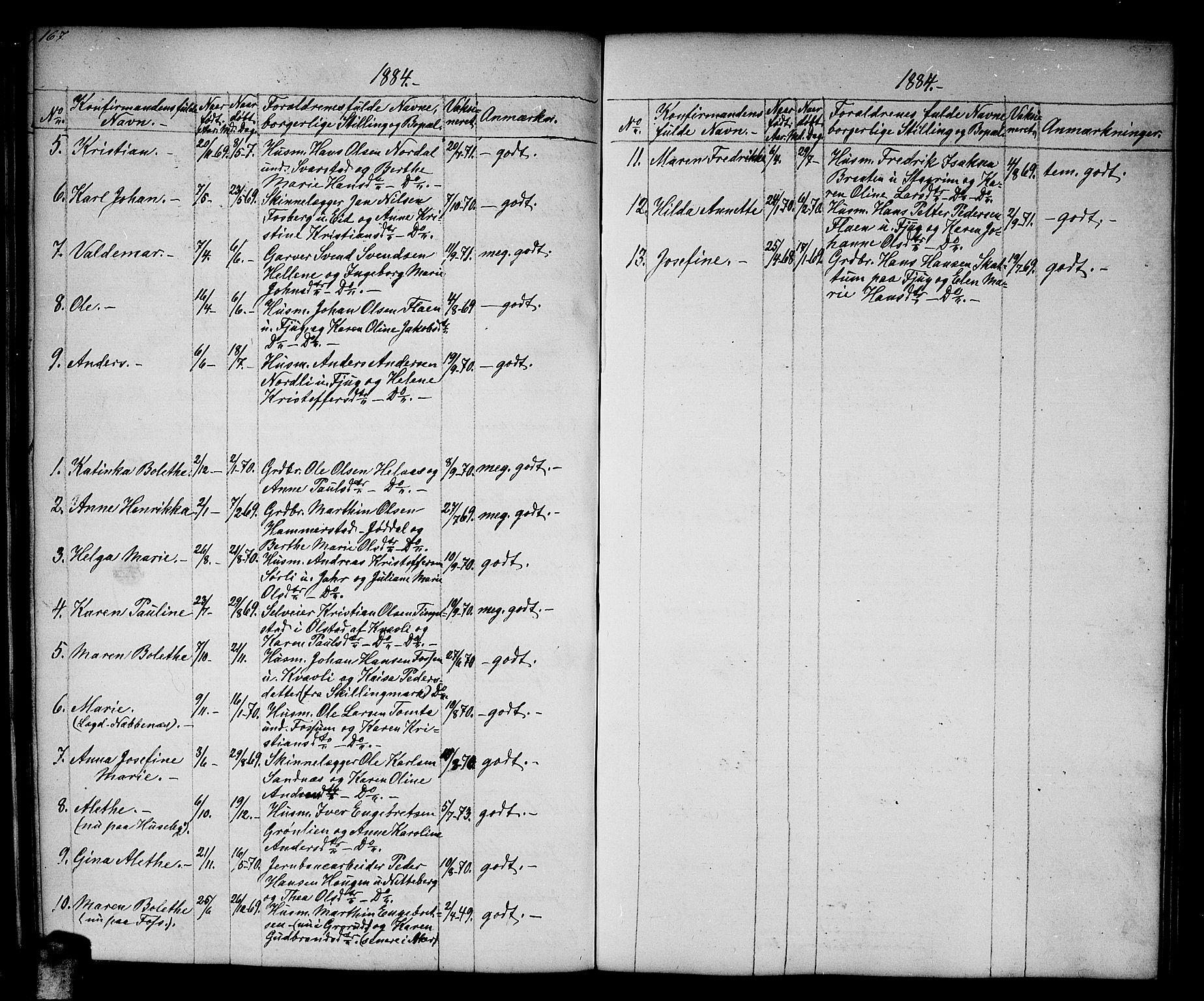 Aurskog prestekontor Kirkebøker, SAO/A-10304a/G/Gb/L0001: Parish register (copy) no. II 1, 1858-1885, p. 167