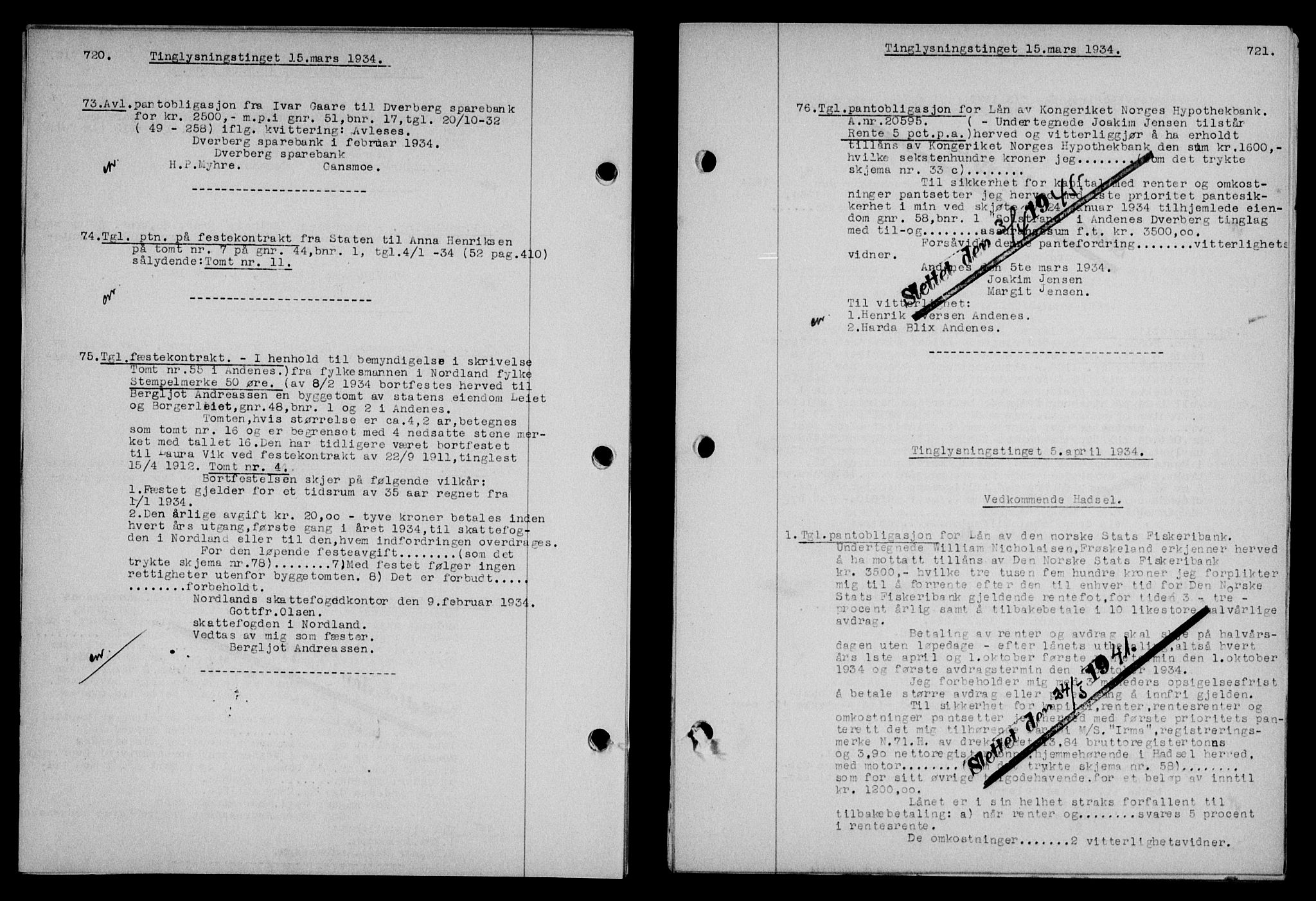 Vesterålen sorenskriveri, SAT/A-4180/1/2/2Ca/L0059: Mortgage book no. 52, 1933-1934, Deed date: 05.04.1934