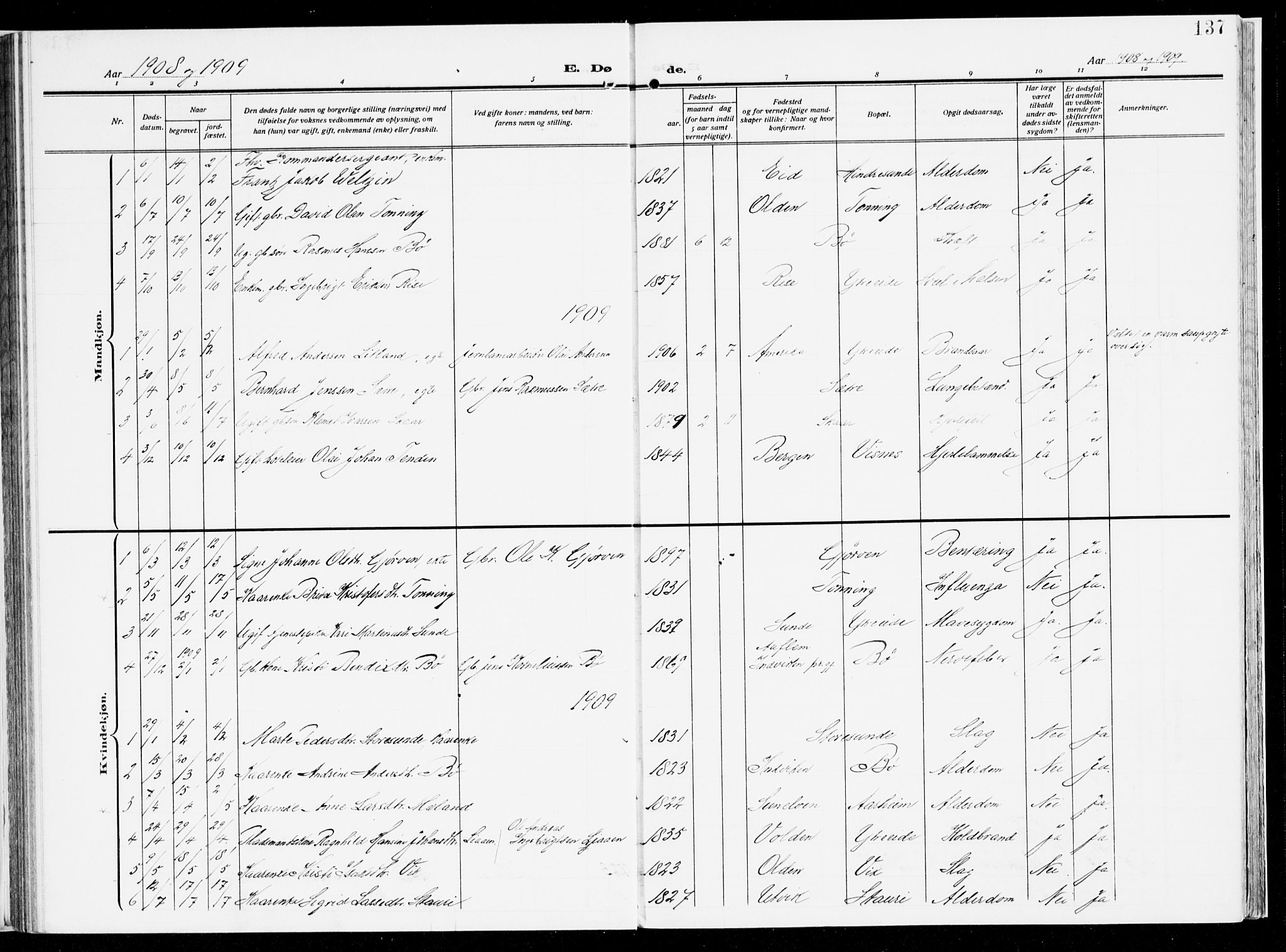 Stryn Sokneprestembete, AV/SAB-A-82501: Parish register (official) no. B 2, 1908-1936, p. 137