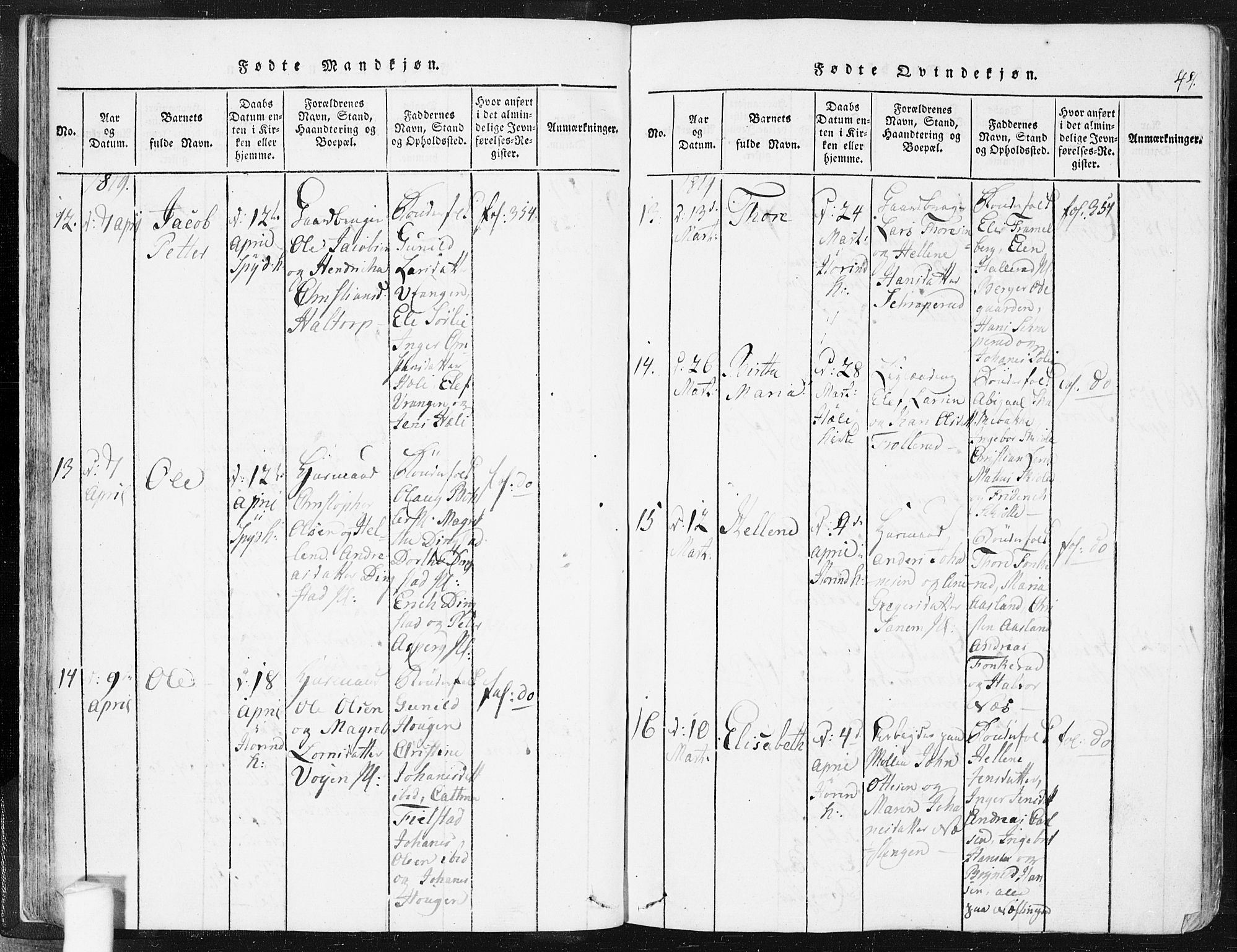 Spydeberg prestekontor Kirkebøker, SAO/A-10924/F/Fa/L0004: Parish register (official) no. I 4, 1814-1841, p. 44