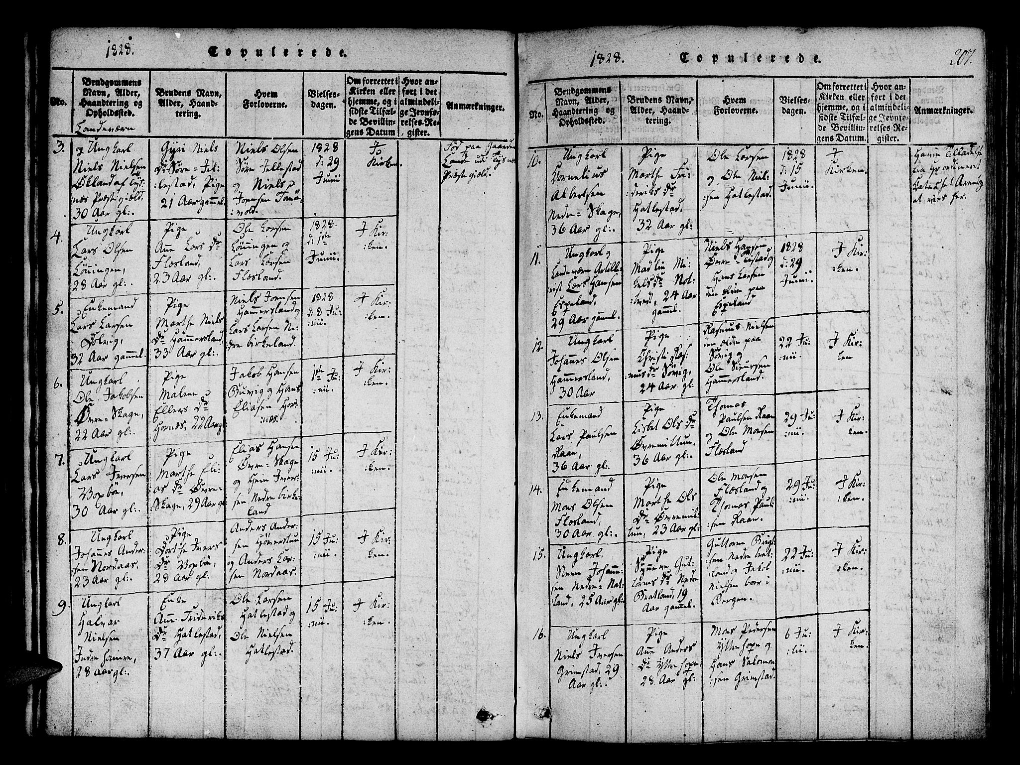 Fana Sokneprestembete, SAB/A-75101/H/Haa/Haaa/L0007: Parish register (official) no. A 7, 1816-1828, p. 207
