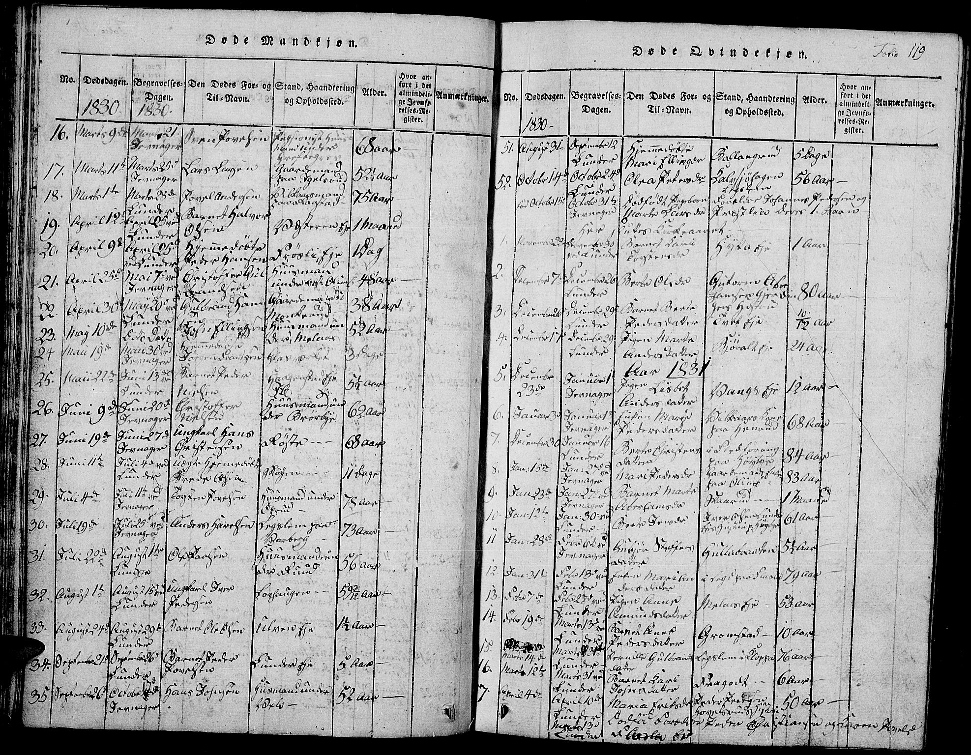 Jevnaker prestekontor, SAH/PREST-116/H/Ha/Hab/L0001: Parish register (copy) no. 1, 1815-1837, p. 119