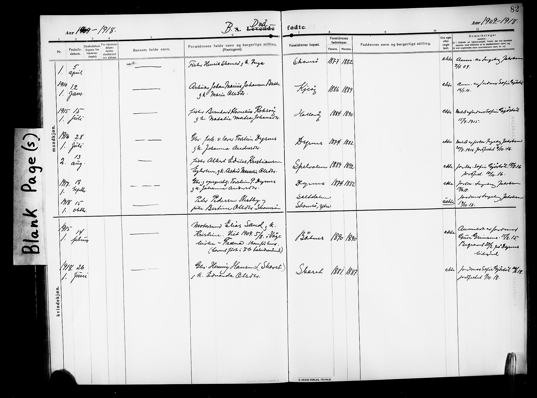 Ministerialprotokoller, klokkerbøker og fødselsregistre - Møre og Romsdal, AV/SAT-A-1454/582/L0949: Parish register (copy) no. 582C01, 1909-1925, p. 82