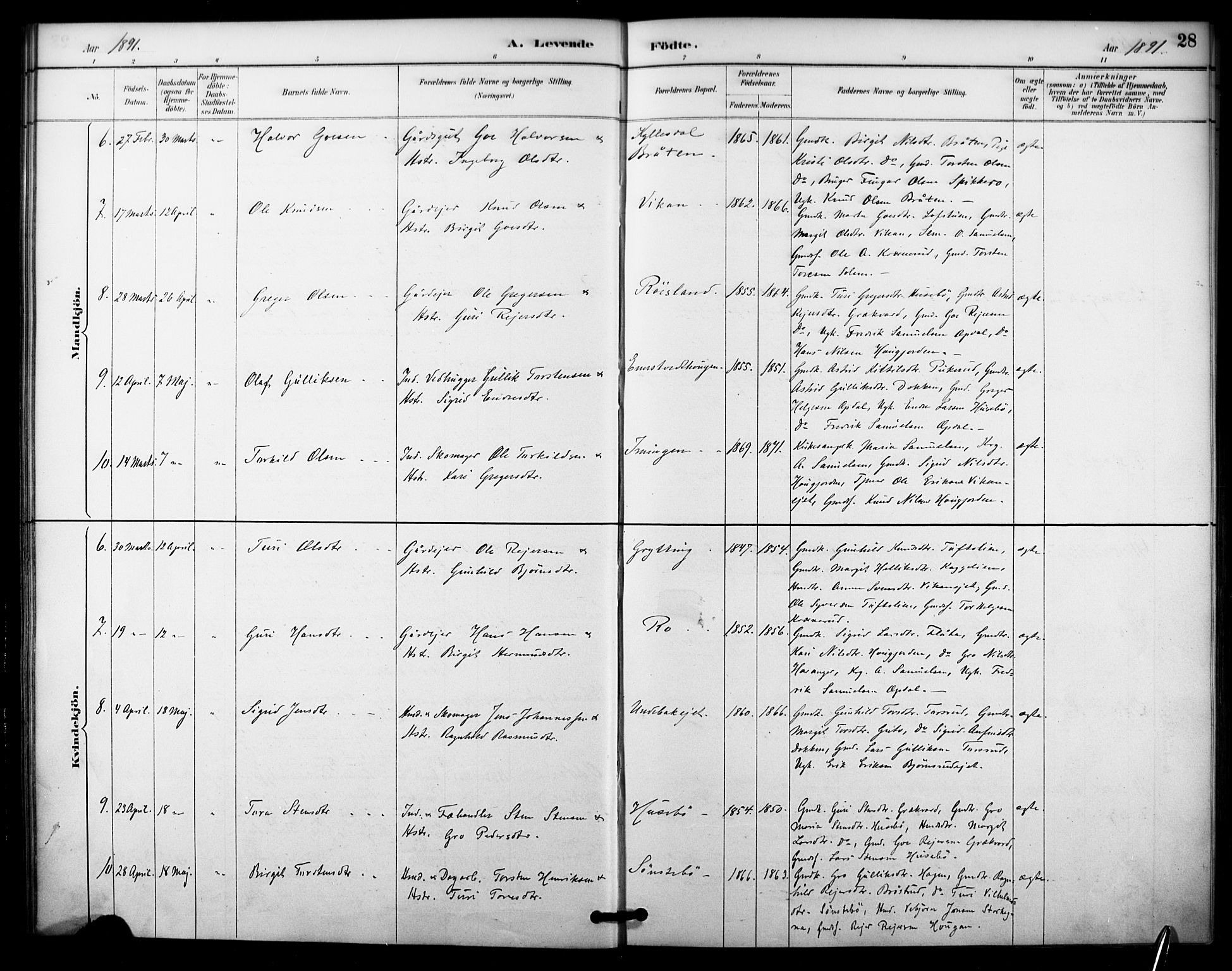Nore kirkebøker, AV/SAKO-A-238/F/Fc/L0004: Parish register (official) no. III 4, 1885-1898, p. 28