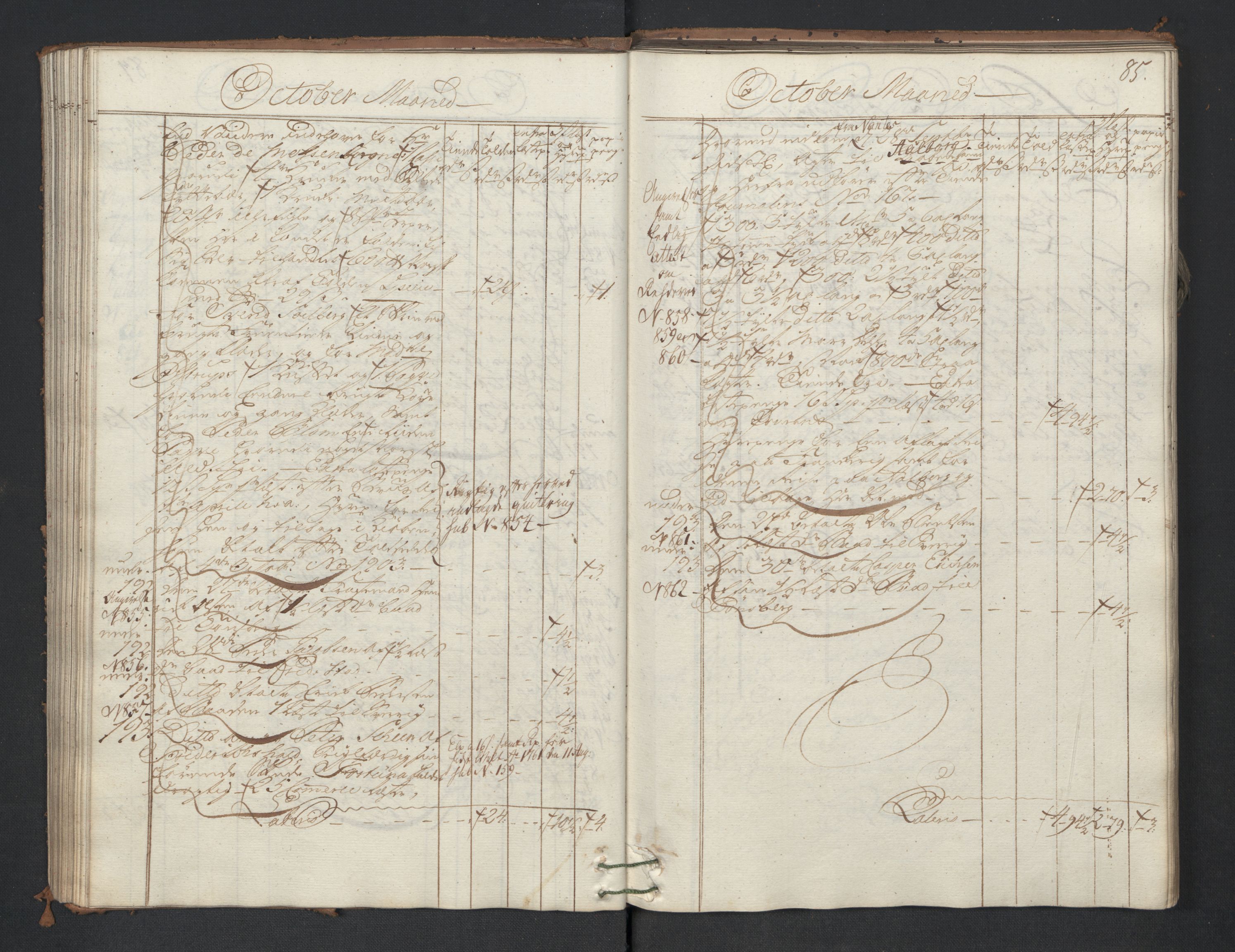 Generaltollkammeret, tollregnskaper, AV/RA-EA-5490/R01/L0047/0001: Tollregnskaper Fredrikshald / Utgående hovedtollbok, 1762, p. 84b-85a