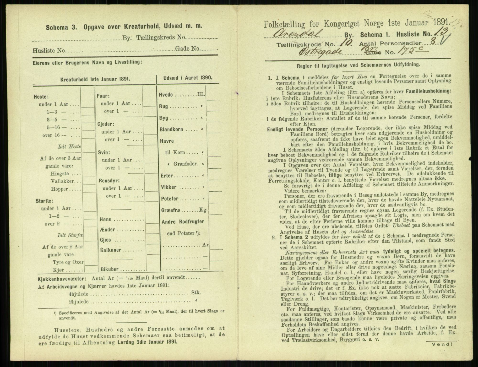 RA, 1891 census for 0903 Arendal, 1891, p. 554