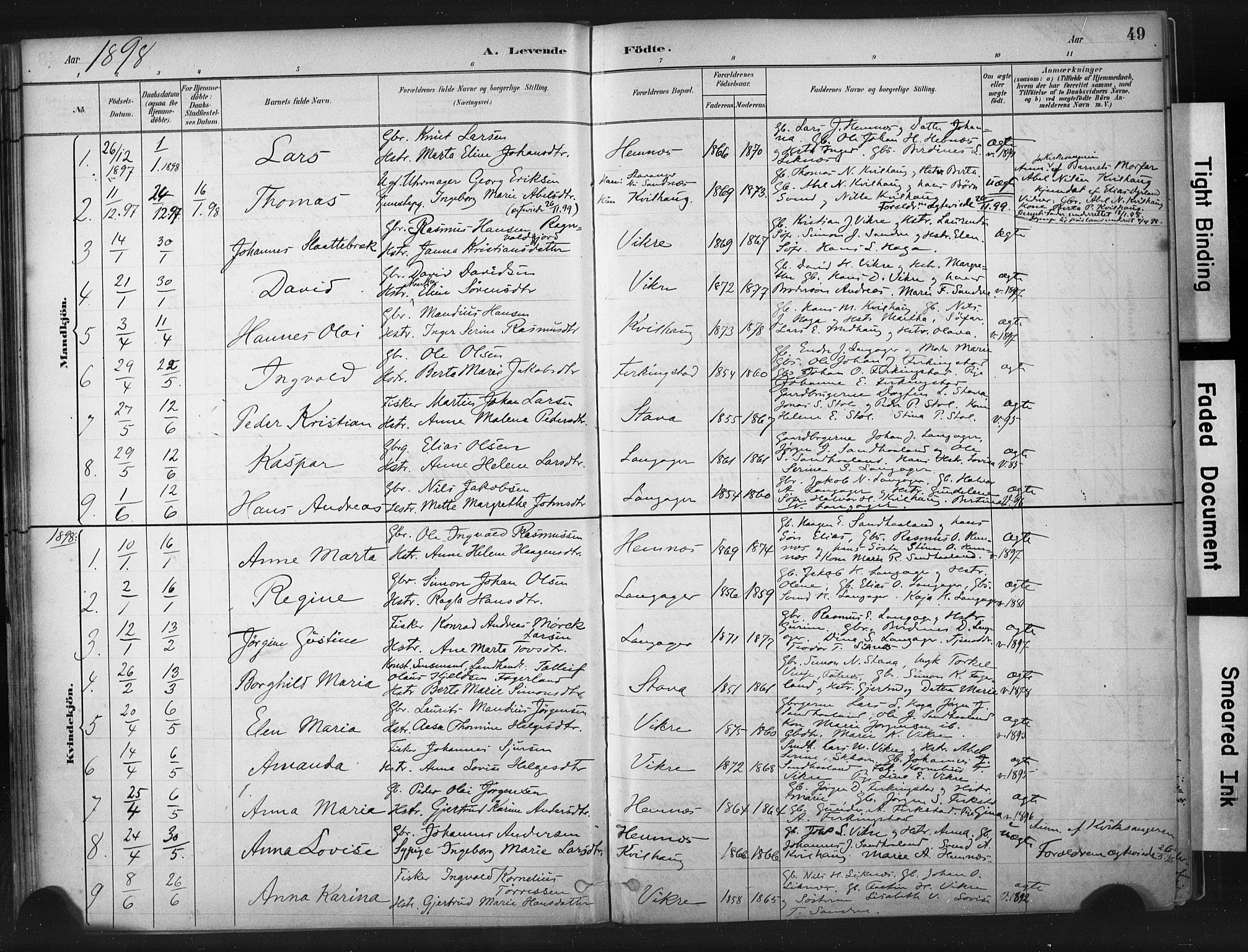 Skudenes sokneprestkontor, AV/SAST-A -101849/H/Ha/Haa/L0010: Parish register (official) no. A 7, 1882-1912, p. 49
