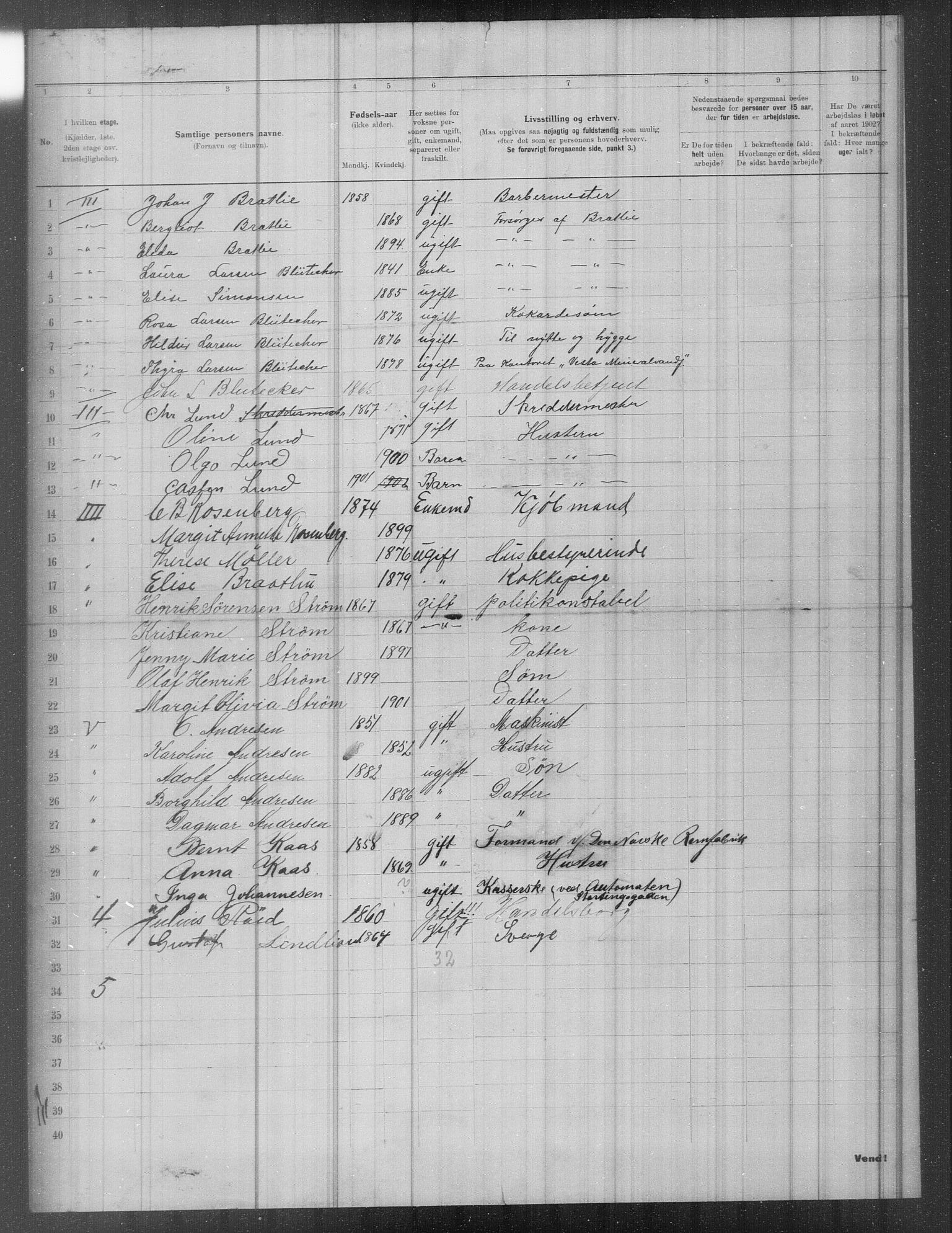 OBA, Municipal Census 1902 for Kristiania, 1902, p. 2016