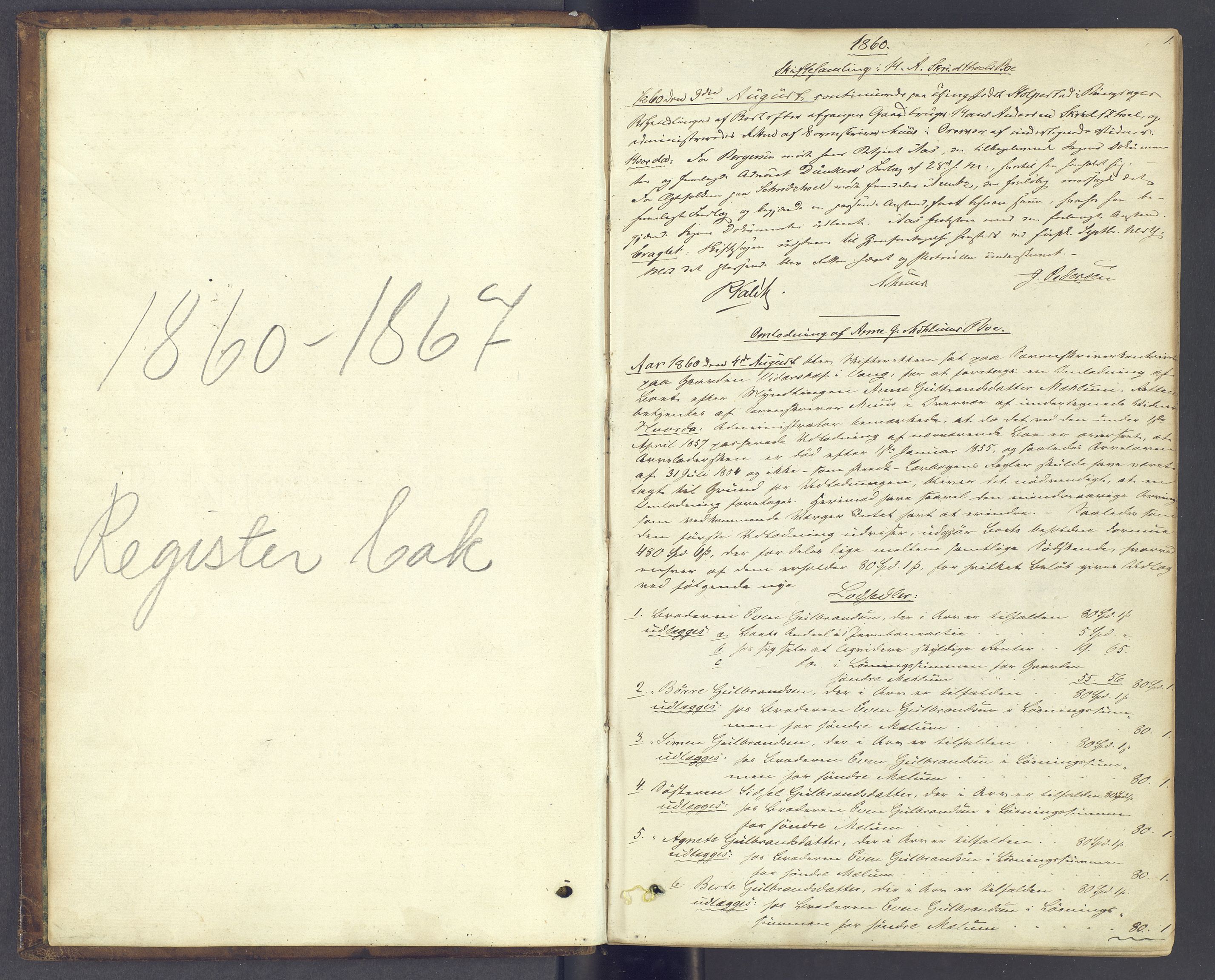 Nord-Hedmark sorenskriveri, SAH/TING-012/J/Ja/L0013: Skifteprotokoll, 1860-1867, p. 0b-1a