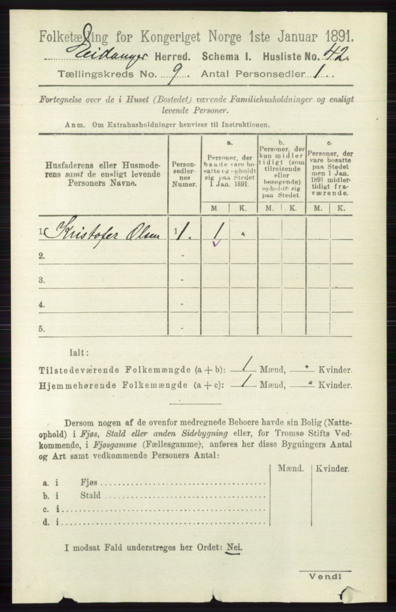 RA, 1891 census for 0813 Eidanger, 1891, p. 3609