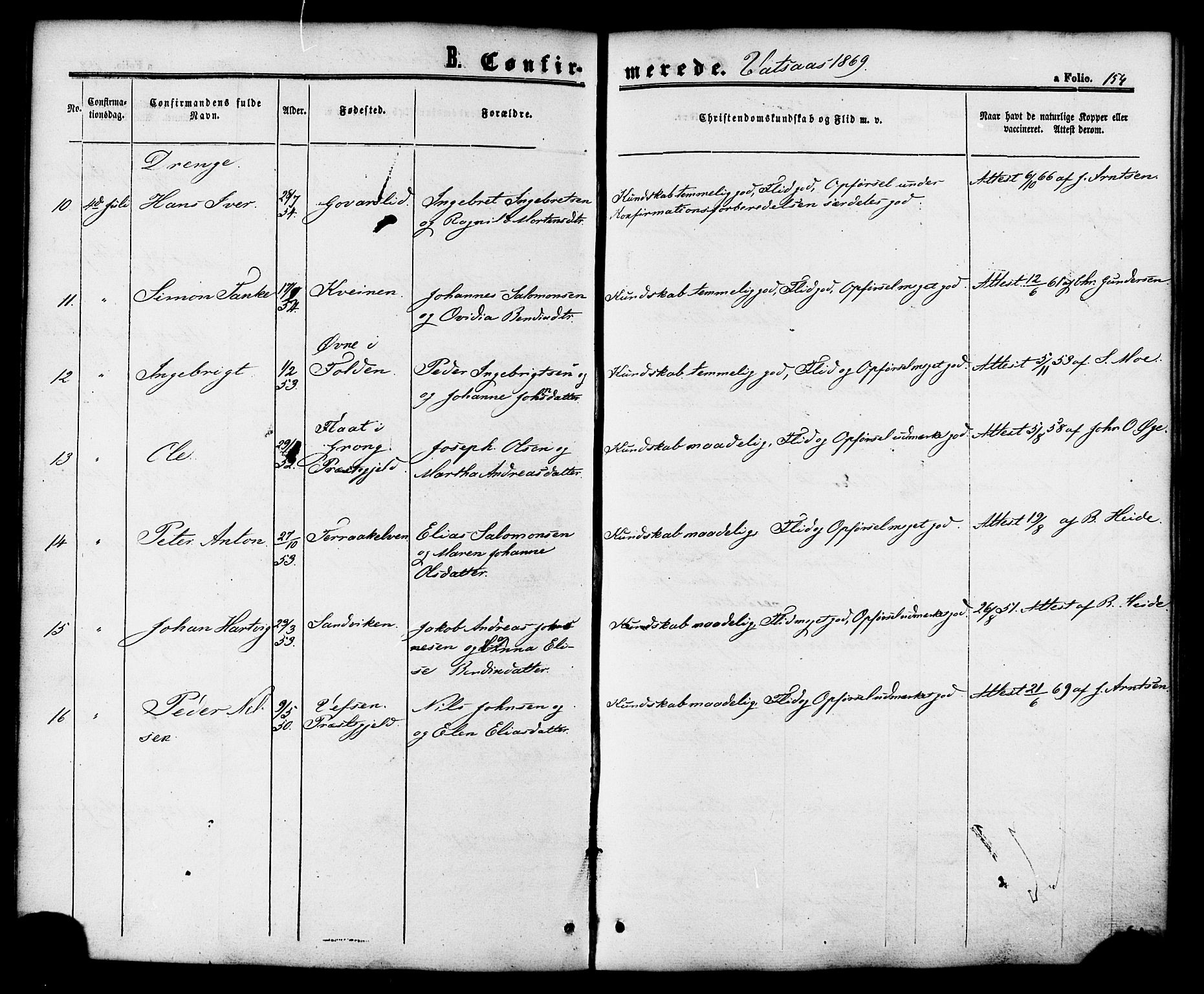 Ministerialprotokoller, klokkerbøker og fødselsregistre - Nordland, SAT/A-1459/810/L0146: Parish register (official) no. 810A08 /1, 1862-1874, p. 154