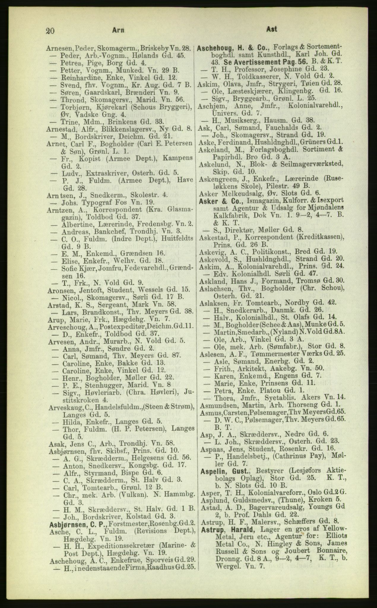 Kristiania/Oslo adressebok, PUBL/-, 1883, p. 20