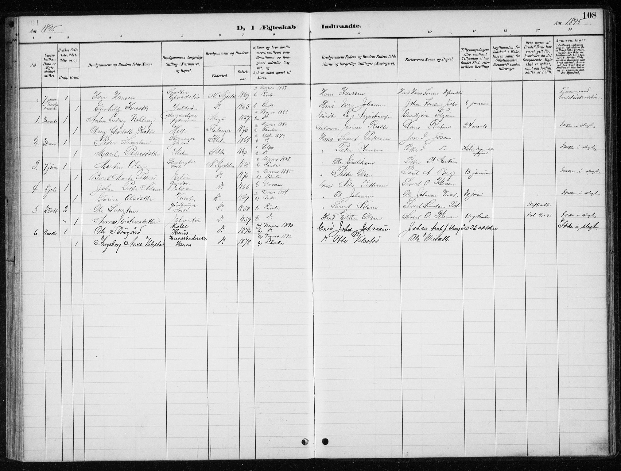 Ministerialprotokoller, klokkerbøker og fødselsregistre - Nord-Trøndelag, SAT/A-1458/710/L0096: Parish register (copy) no. 710C01, 1892-1925, p. 108