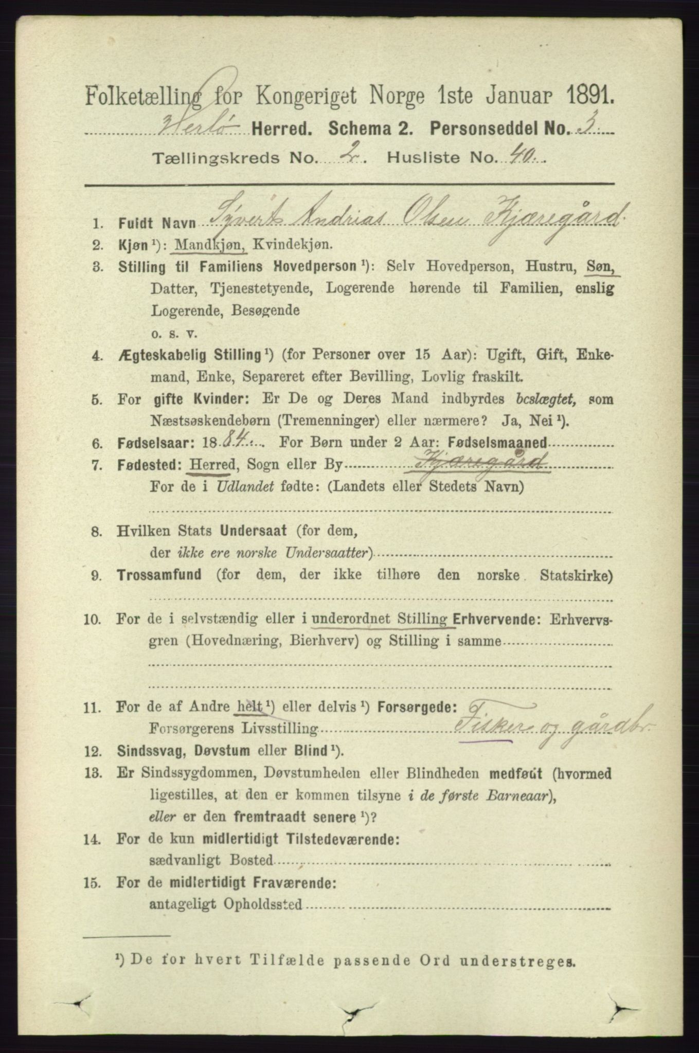 RA, 1891 census for 1258 Herdla, 1891, p. 794