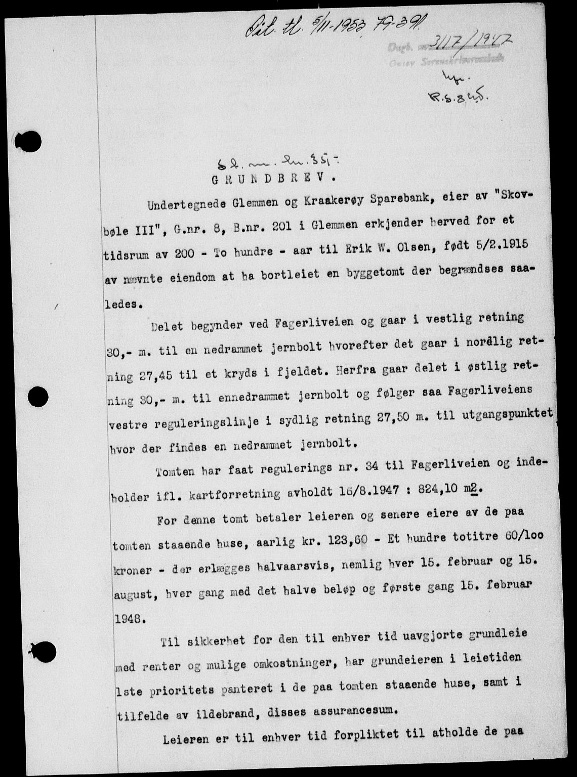 Onsøy sorenskriveri, SAO/A-10474/G/Ga/Gab/L0021: Mortgage book no. II A-21, 1947-1947, Diary no: : 3117/1947