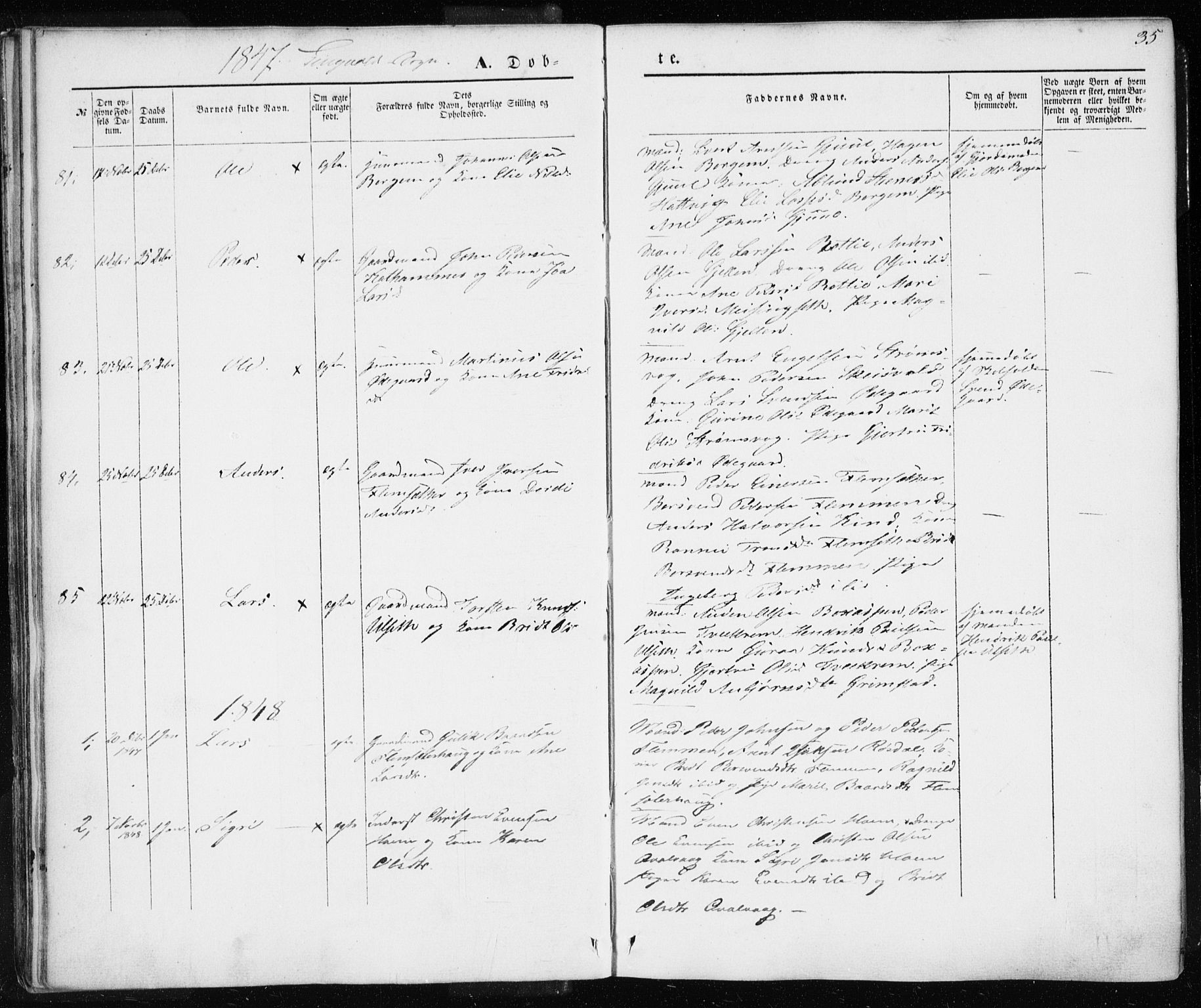 Ministerialprotokoller, klokkerbøker og fødselsregistre - Møre og Romsdal, SAT/A-1454/586/L0984: Parish register (official) no. 586A10, 1844-1856, p. 35