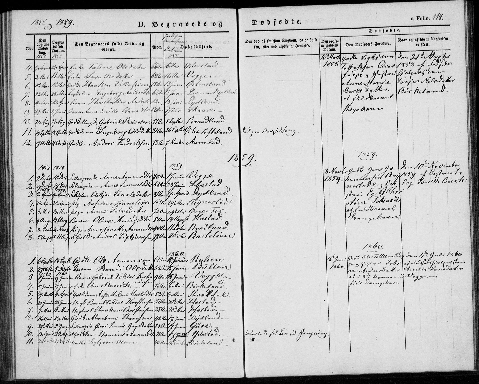 Lyngdal sokneprestkontor, AV/SAK-1111-0029/F/Fa/Fab/L0001: Parish register (official) no. A 1, 1838-1860, p. 114