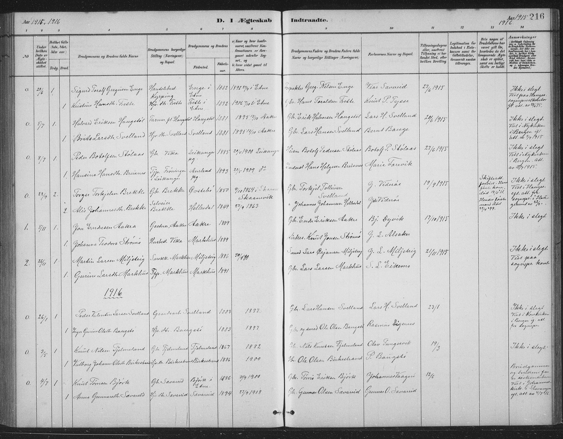 Skånevik sokneprestembete, SAB/A-77801/H/Hab: Parish register (copy) no. B 2, 1881-1920, p. 216