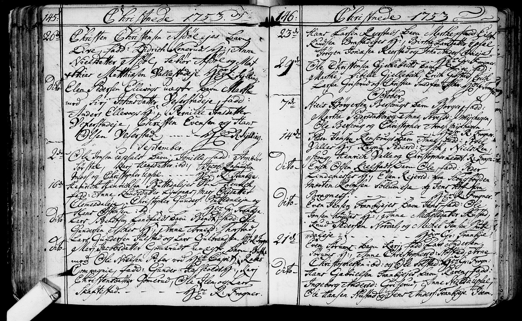 Lier kirkebøker, AV/SAKO-A-230/F/Fa/L0004: Parish register (official) no. I 4, 1749-1764, p. 145-146