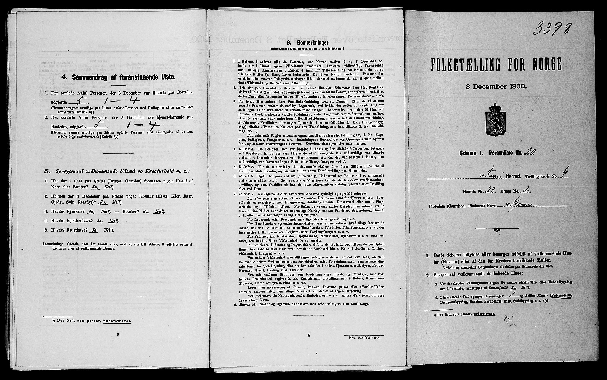 SAST, 1900 census for Finnøy, 1900, p. 319