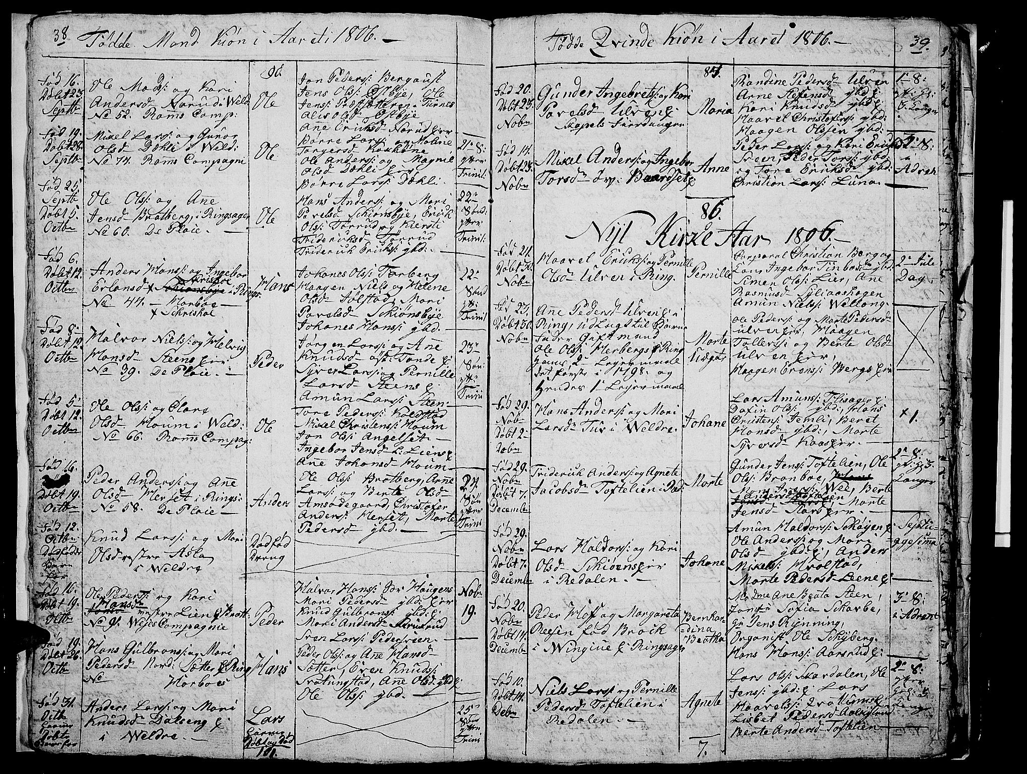 Ringsaker prestekontor, AV/SAH-PREST-014/I/Ia/L0005/0007: Parish register draft no. 5.7, 1805-1808, p. 38-39