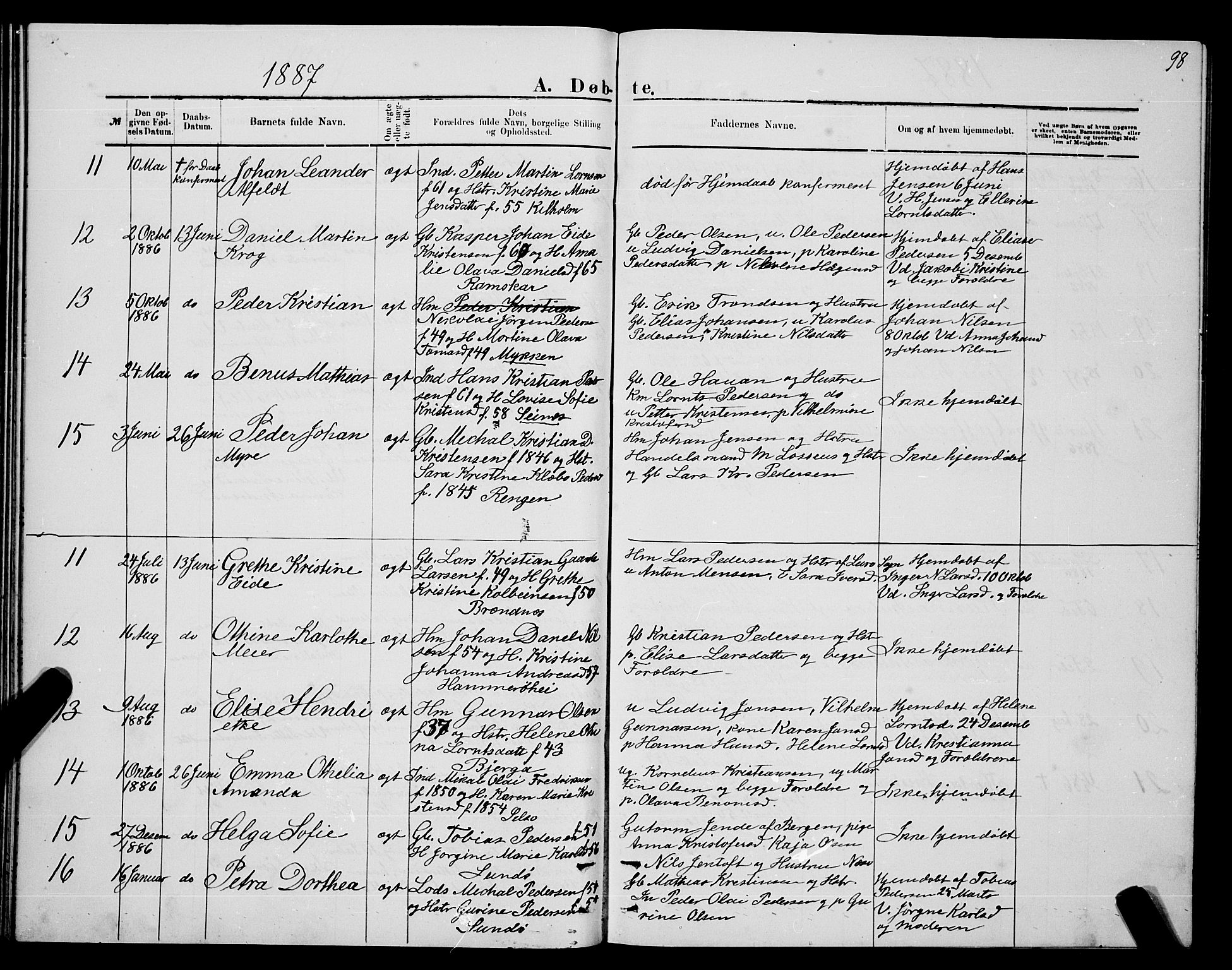 Ministerialprotokoller, klokkerbøker og fødselsregistre - Nordland, AV/SAT-A-1459/841/L0620: Parish register (copy) no. 841C04, 1877-1896, p. 98