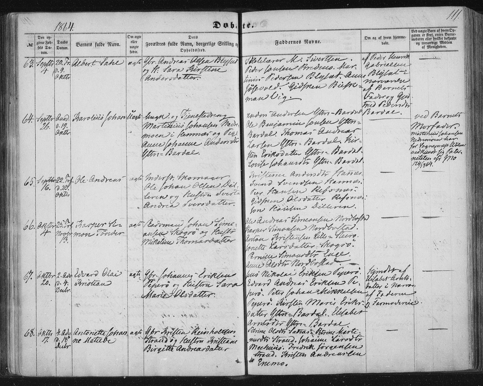 Ministerialprotokoller, klokkerbøker og fødselsregistre - Nordland, SAT/A-1459/838/L0550: Parish register (official) no. 838A08, 1855-1865, p. 111