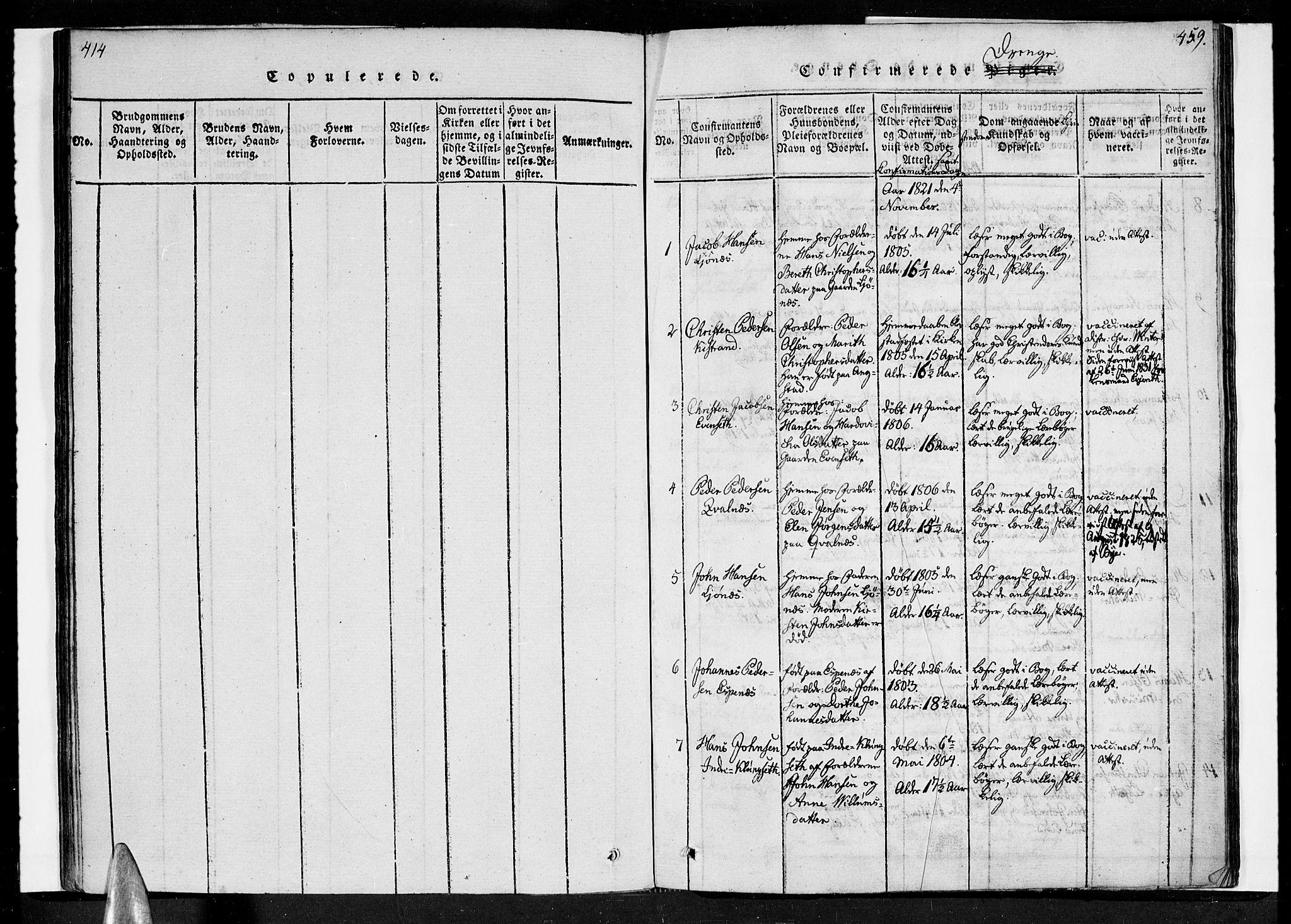 Ministerialprotokoller, klokkerbøker og fødselsregistre - Nordland, SAT/A-1459/852/L0736: Parish register (official) no. 852A06, 1820-1833, p. 414-459