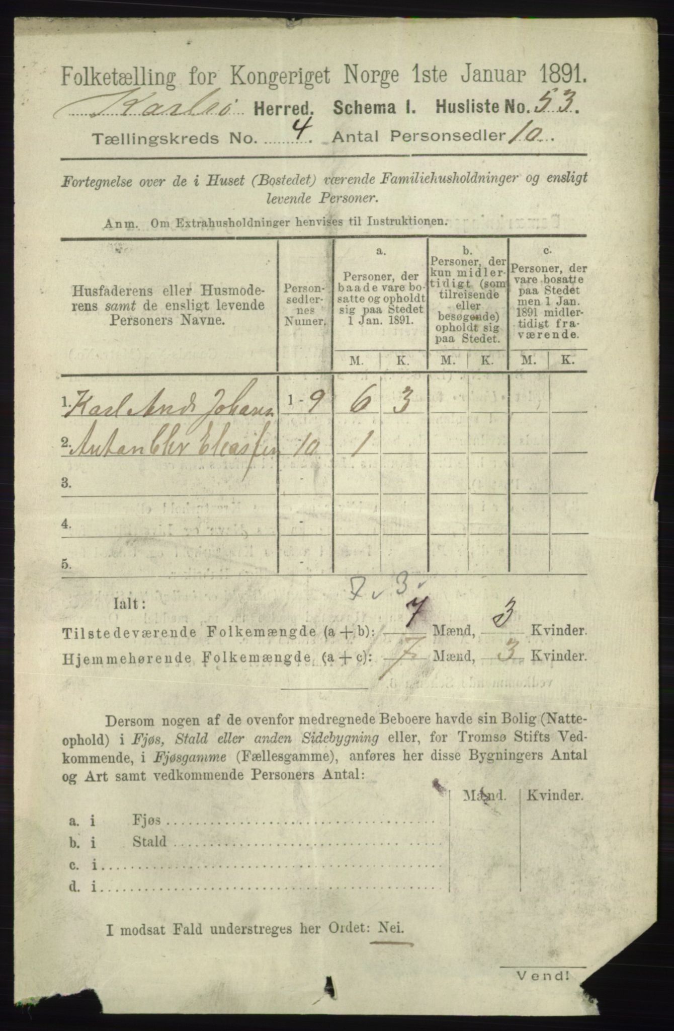 RA, 1891 census for 1936 Karlsøy, 1891, p. 827