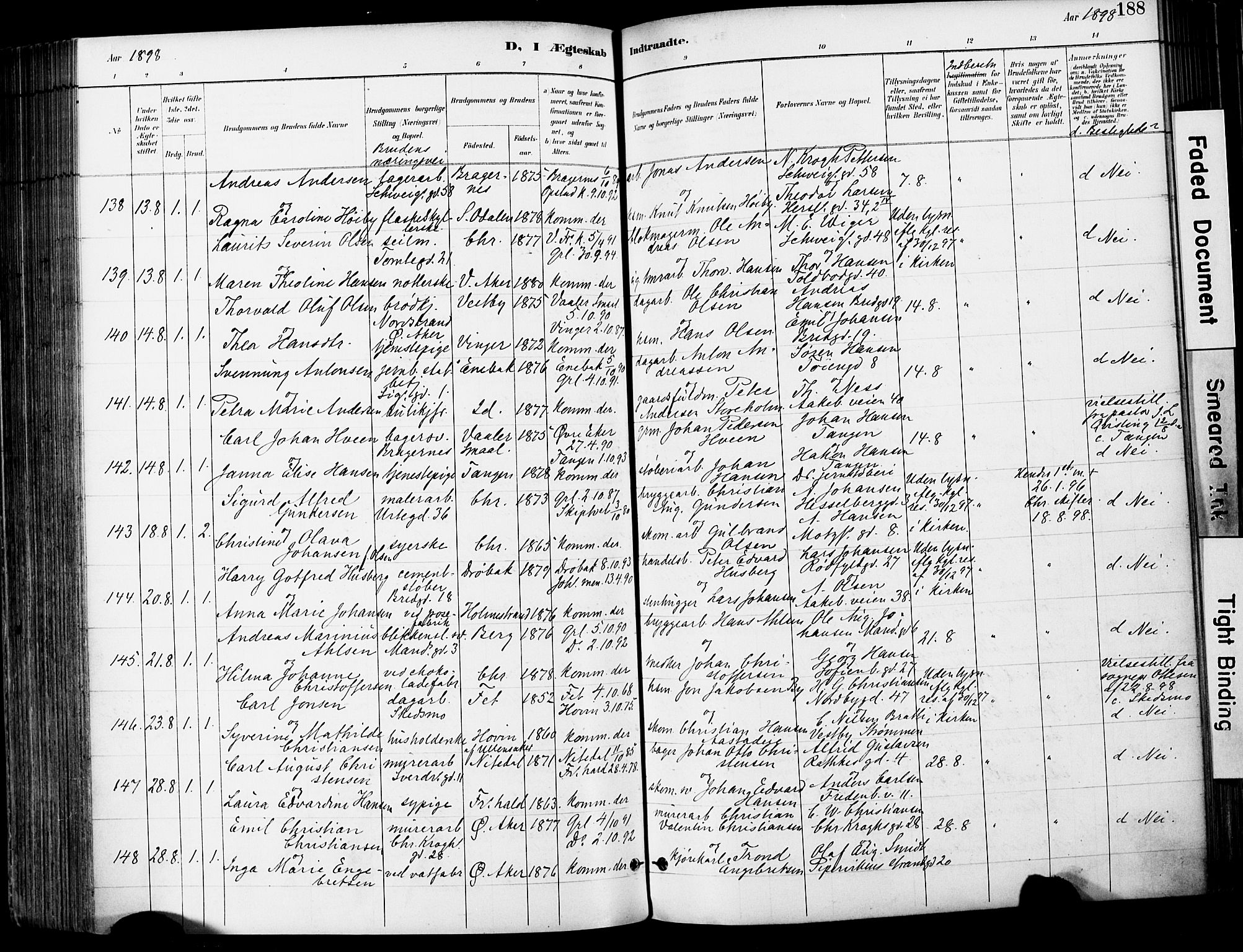 Grønland prestekontor Kirkebøker, AV/SAO-A-10848/F/Fa/L0013: Parish register (official) no. 13, 1887-1906, p. 188