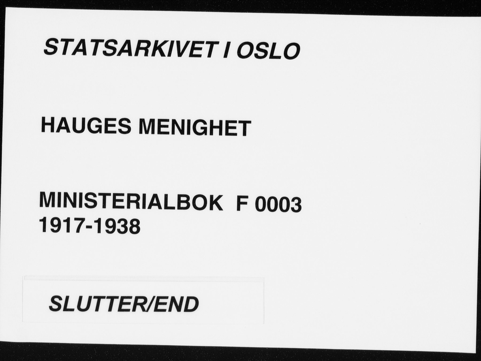 Hauge prestekontor Kirkebøker, AV/SAO-A-10849/F/Fa/L0003: Parish register (official) no. 3, 1917-1938