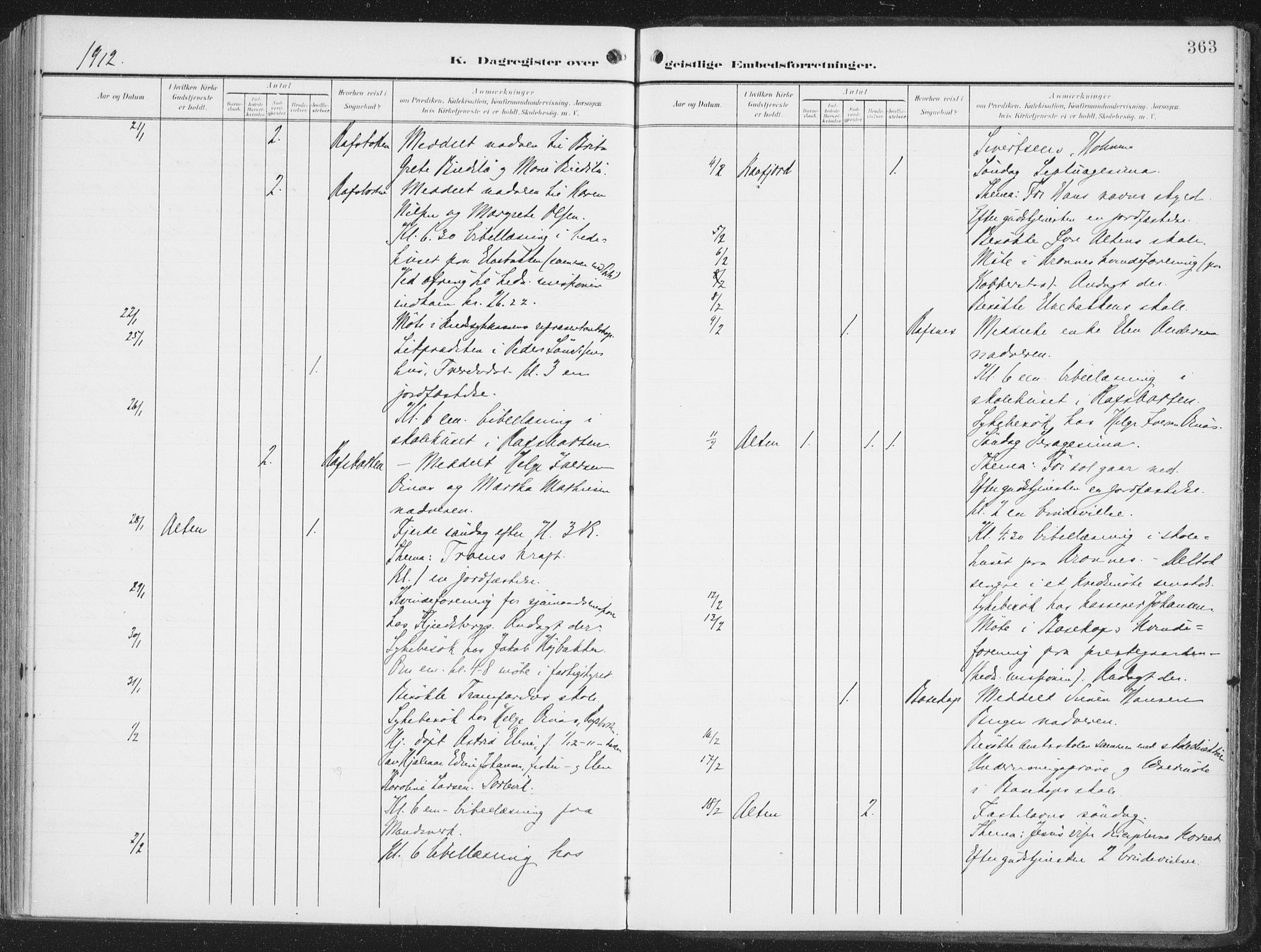 Alta sokneprestkontor, SATØ/S-1338/H/Ha/L0005.kirke: Parish register (official) no. 5, 1904-1918, p. 363