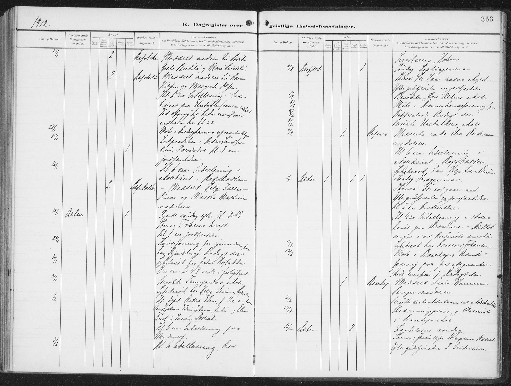 Alta sokneprestkontor, AV/SATØ-S-1338/H/Ha/L0005.kirke: Parish register (official) no. 5, 1904-1918, p. 363