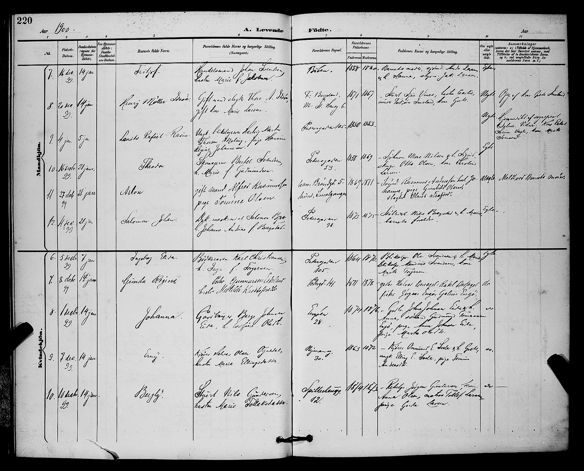 St. Johannes sokneprestkontor, SAST/A-101814/001/30/30BB/L0003: Parish register (copy) no. B 3, 1893-1900, p. 220
