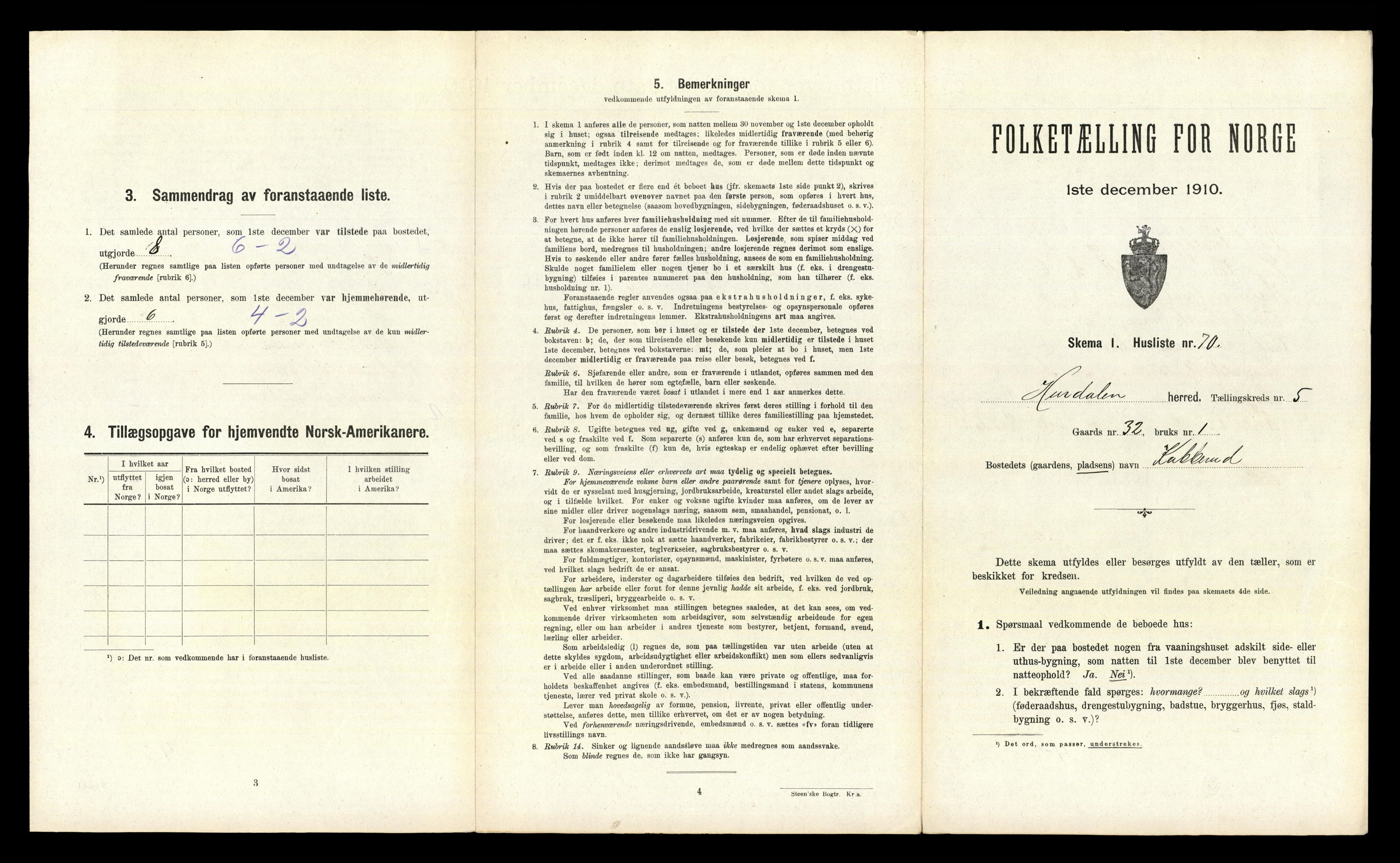 RA, 1910 census for Hurdal, 1910, p. 600