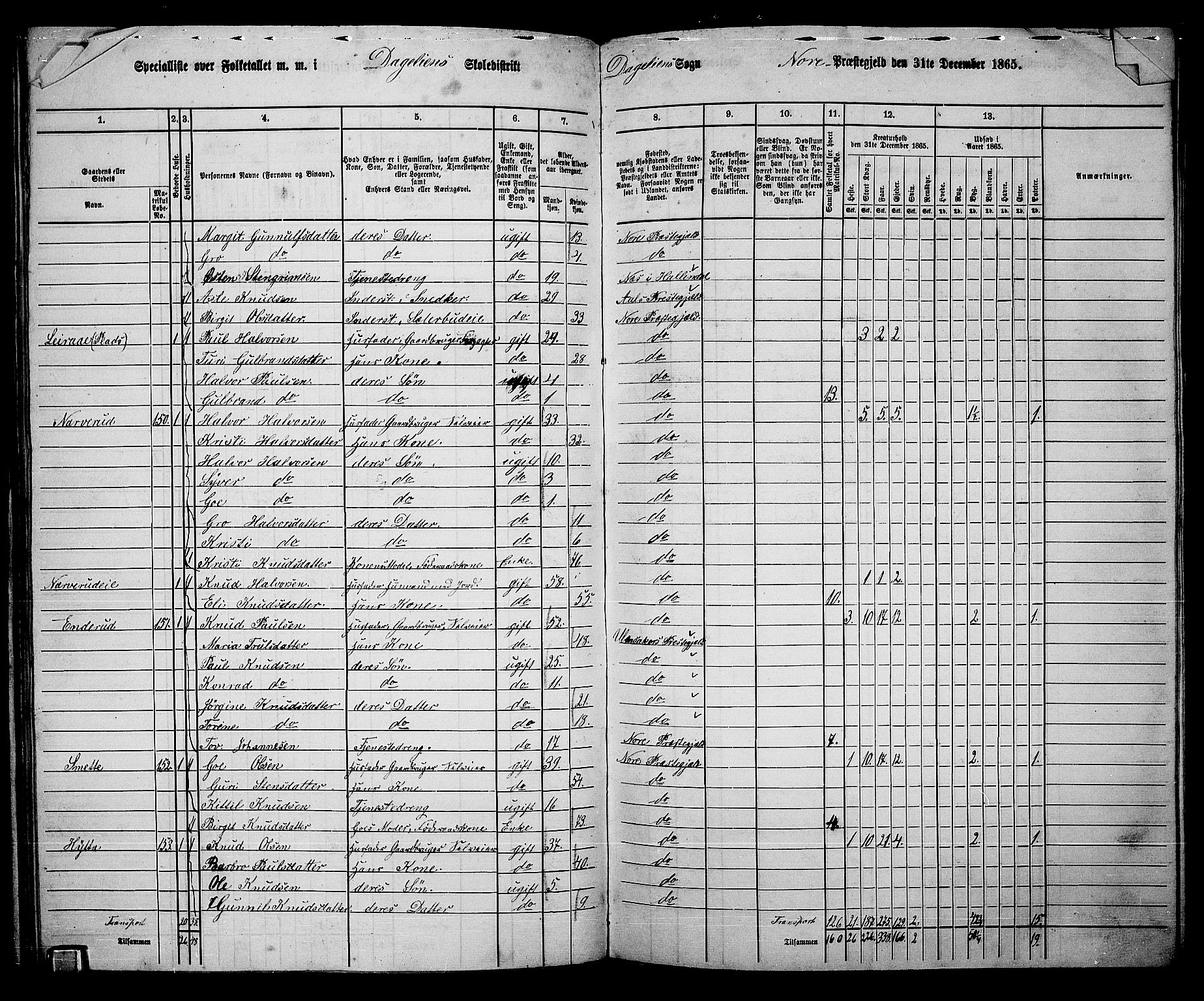 RA, 1865 census for Nore, 1865, p. 142