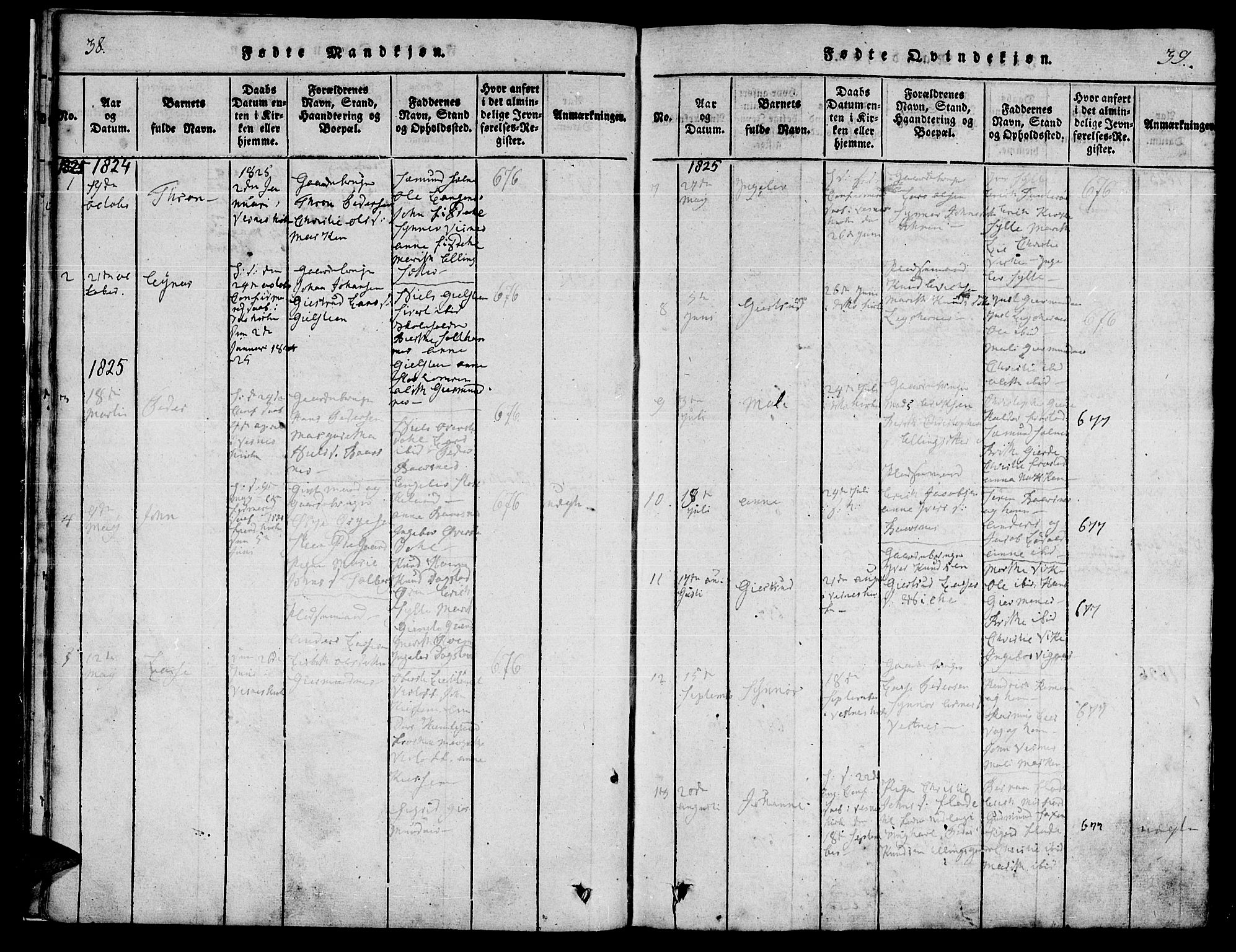 Ministerialprotokoller, klokkerbøker og fødselsregistre - Møre og Romsdal, SAT/A-1454/539/L0528: Parish register (official) no. 539A01, 1818-1847, p. 38-39
