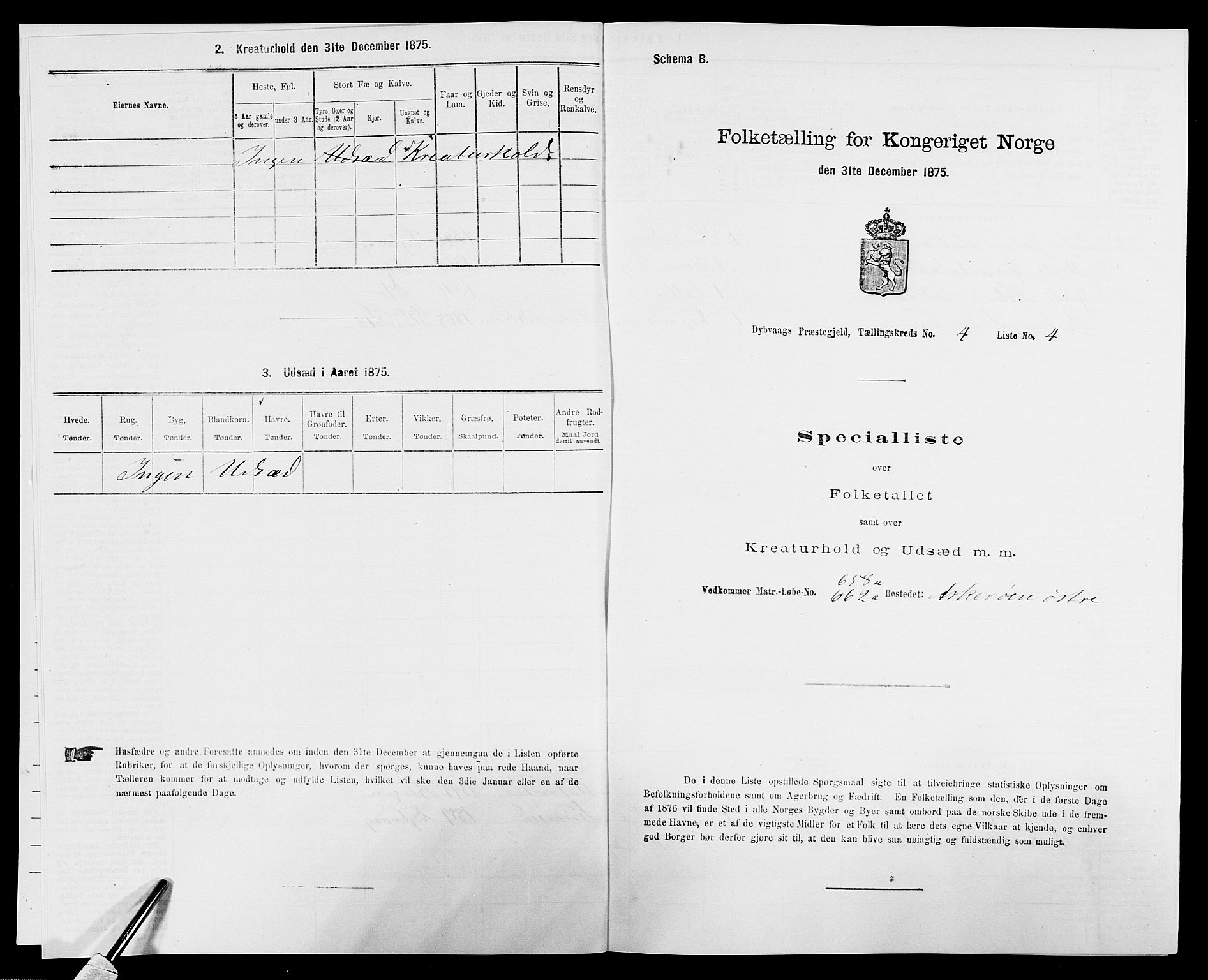 SAK, 1875 census for 0915P Dypvåg, 1875, p. 436