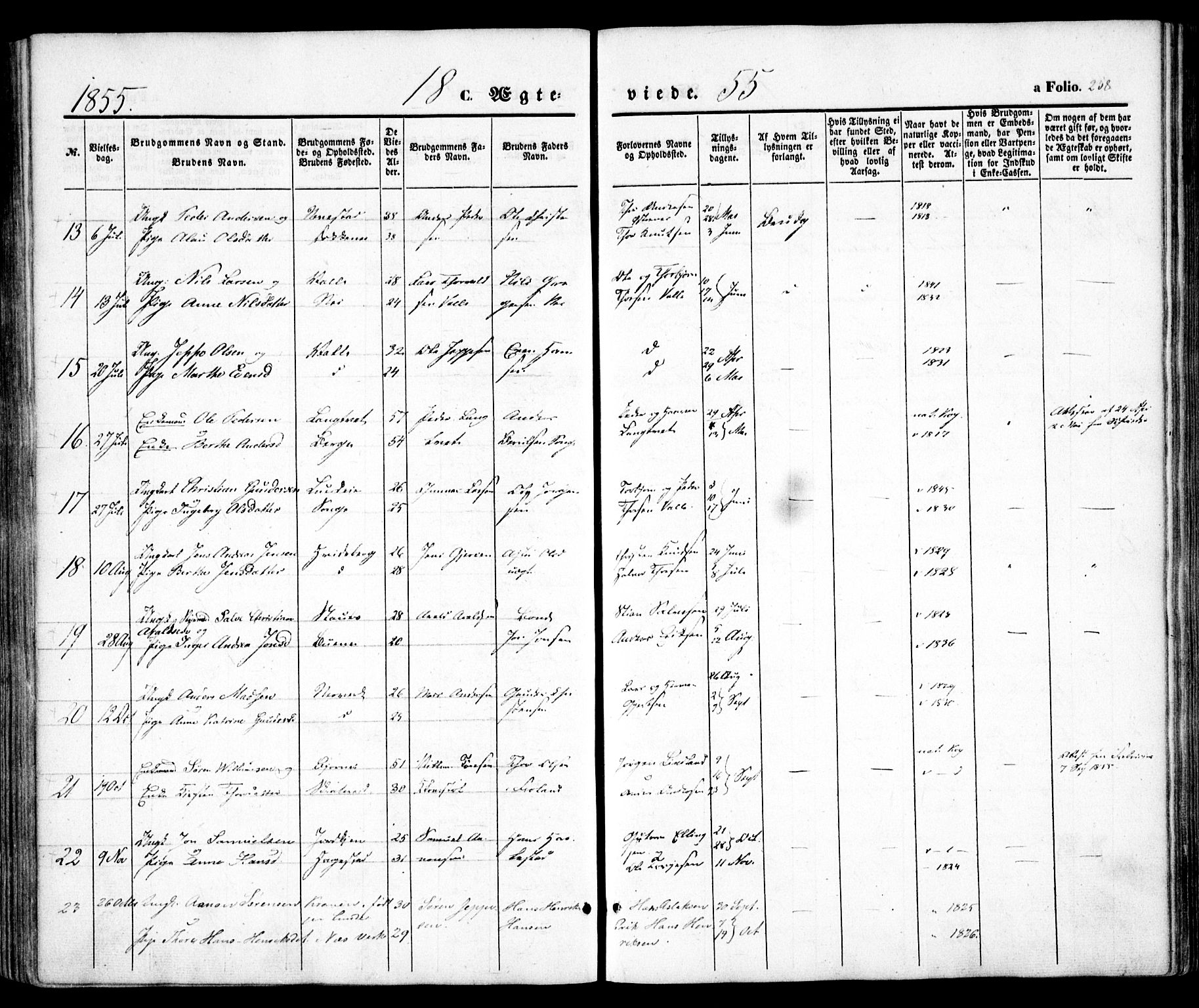 Holt sokneprestkontor, AV/SAK-1111-0021/F/Fa/L0008: Parish register (official) no. A 8, 1849-1860, p. 258