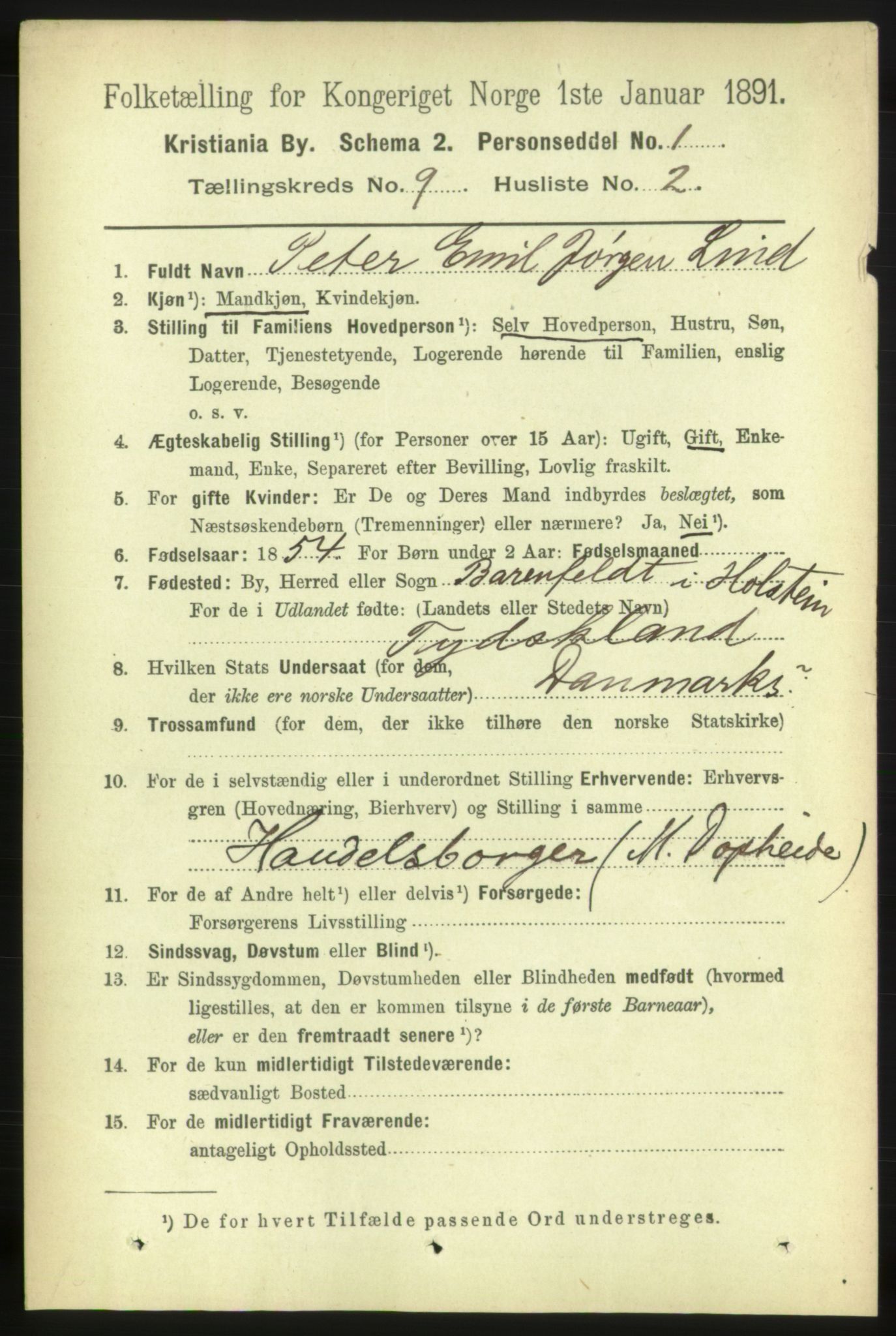 RA, 1891 census for 0301 Kristiania, 1891, p. 4015