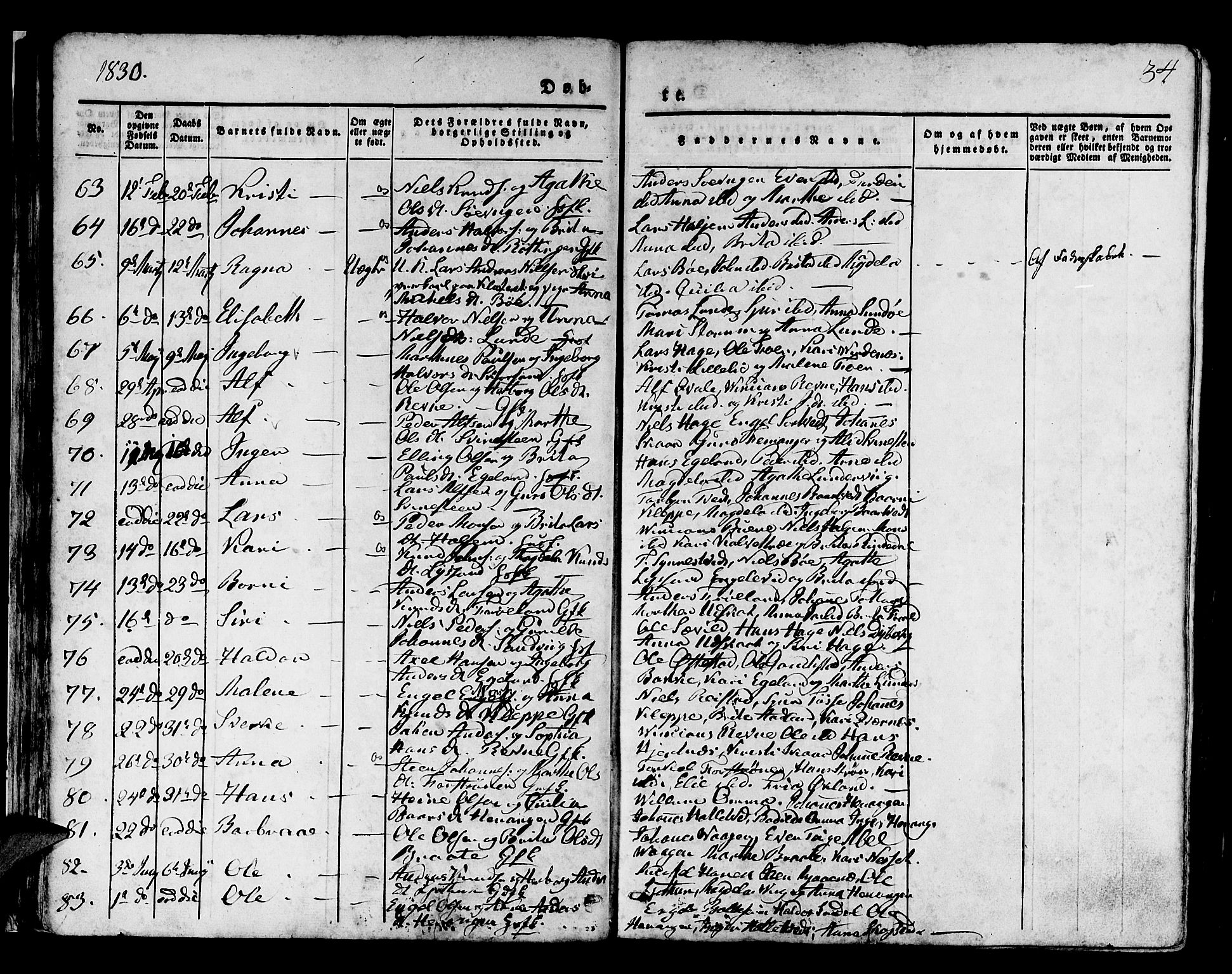 Os sokneprestembete, AV/SAB-A-99929: Parish register (official) no. A 14, 1826-1839, p. 34