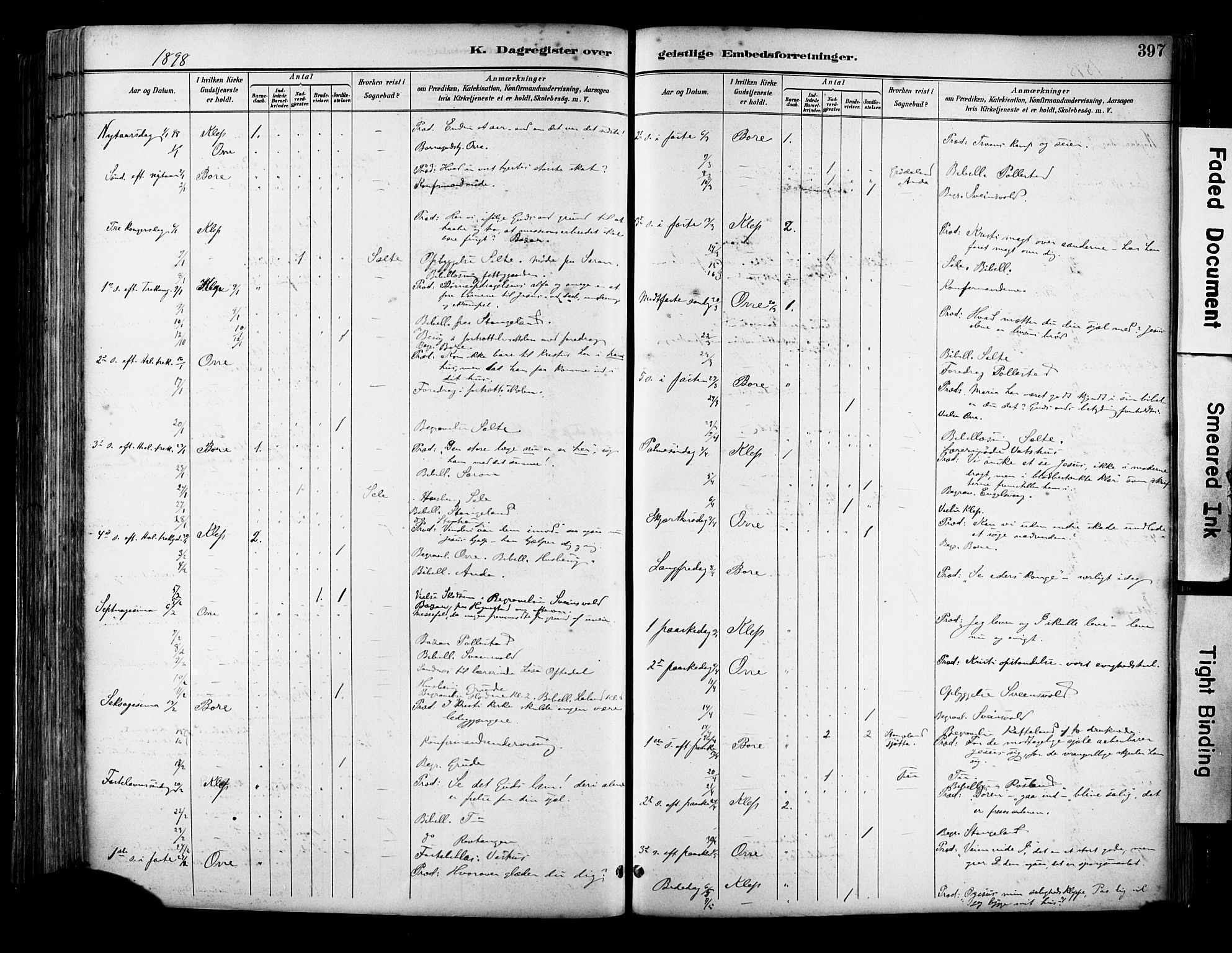 Klepp sokneprestkontor, SAST/A-101803/001/3/30BA/L0009: Parish register (official) no. A 7, 1886-1915, p. 397