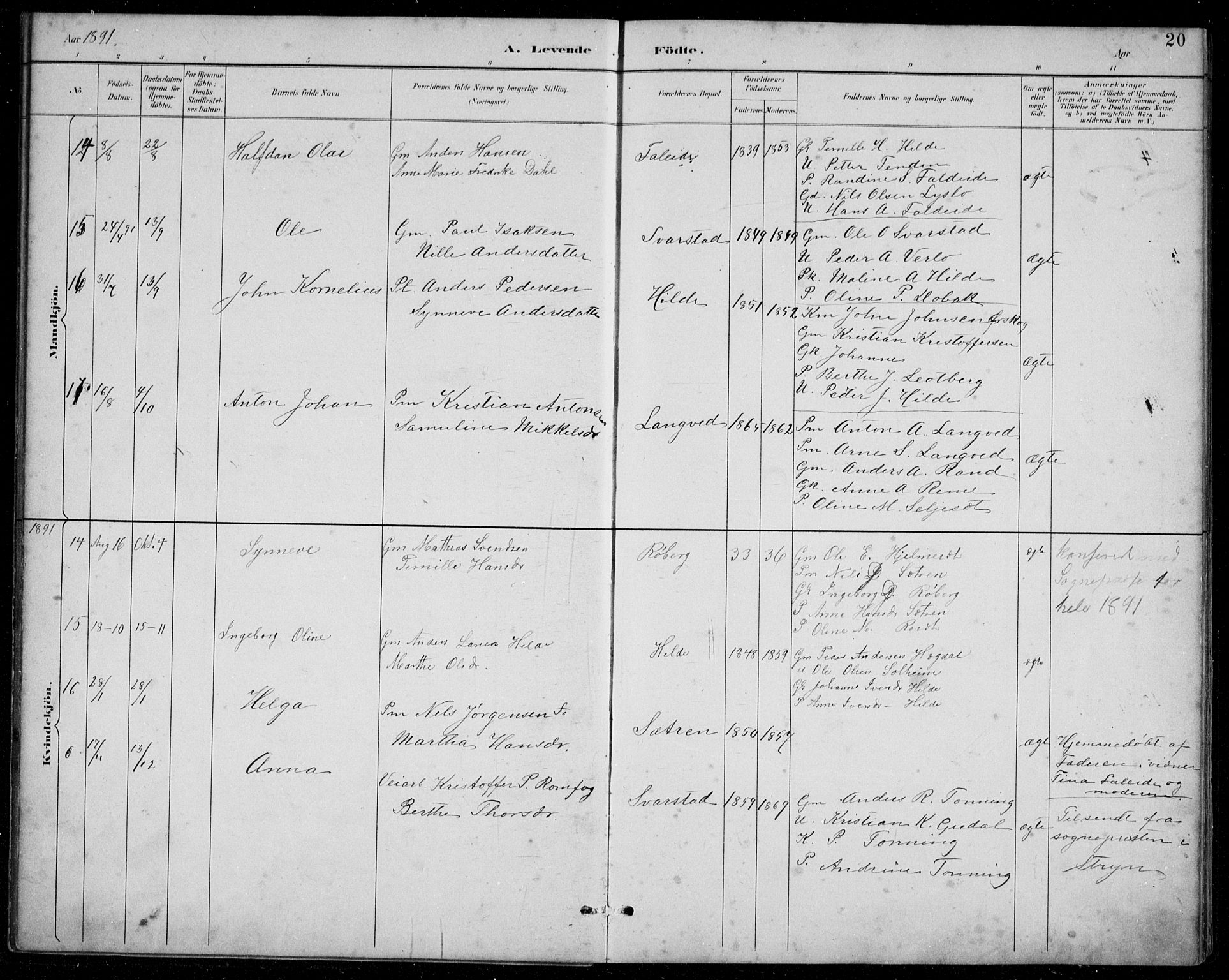 Innvik sokneprestembete, AV/SAB-A-80501: Parish register (copy) no. A 3, 1886-1912, p. 20