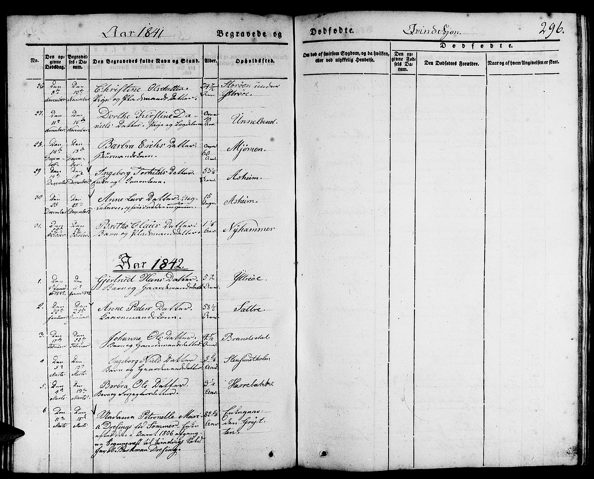 Gulen sokneprestembete, AV/SAB-A-80201/H/Haa/Haaa/L0020: Parish register (official) no. A 20, 1837-1847, p. 296