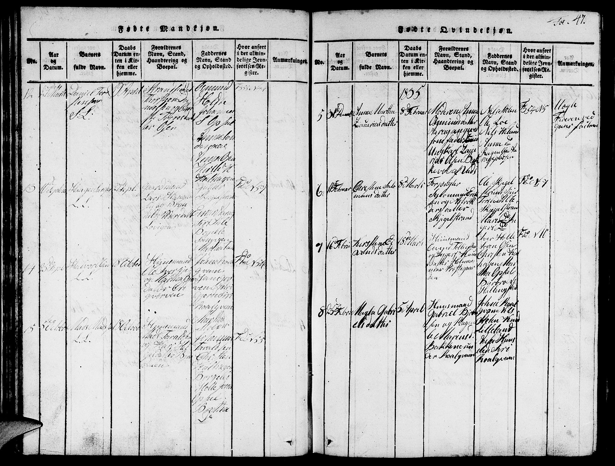 Vikedal sokneprestkontor, SAST/A-101840/01/V: Parish register (copy) no. B 1, 1816-1853, p. 47